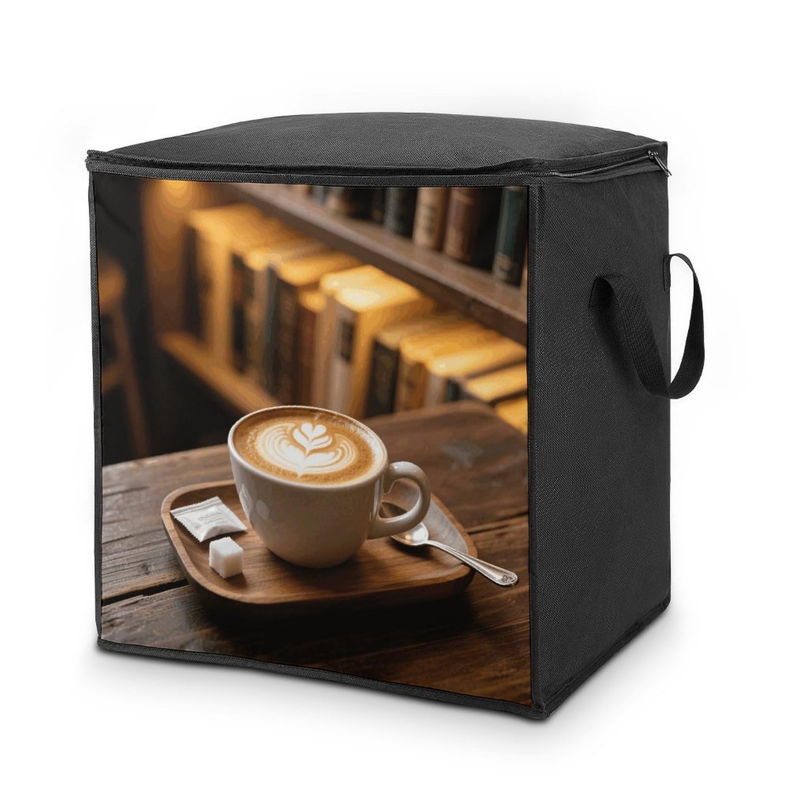 Coffee Large Storage Bags with Zippered Storage Organizers Bag Clothes Storages Bins with Lids Foldable Storages Containers with Reinforced Handles for Blanket Bedding
