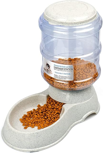 YMINA Automatic Cat Feeder Pet Feeder set,Cat Feeder Only for Dry Food Dog Water Dispenser Cat Food Dispensers 3.8L for Small/Large Puppy Kitten Grey