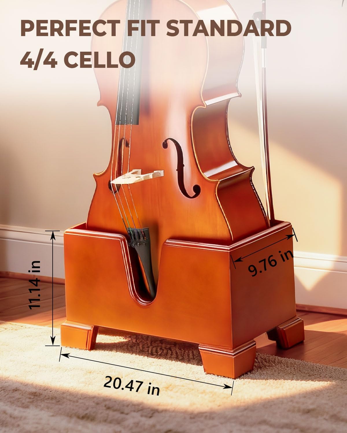 Ktaxon Cello Stand with Bow Holder, Full Size Cello Stand with Plush Velvet Protection, Non Slip Rubber Base, Premium Basswood Frame, Securely Upright Design & Warm Wood Tone (Natural)