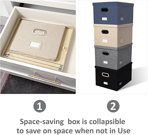 Miniatura 5 de Organizador de archivos, caja de almacenamiento plegable para oficina, caja de archivos con tapas, organizador de documentos para oficina y hogar,