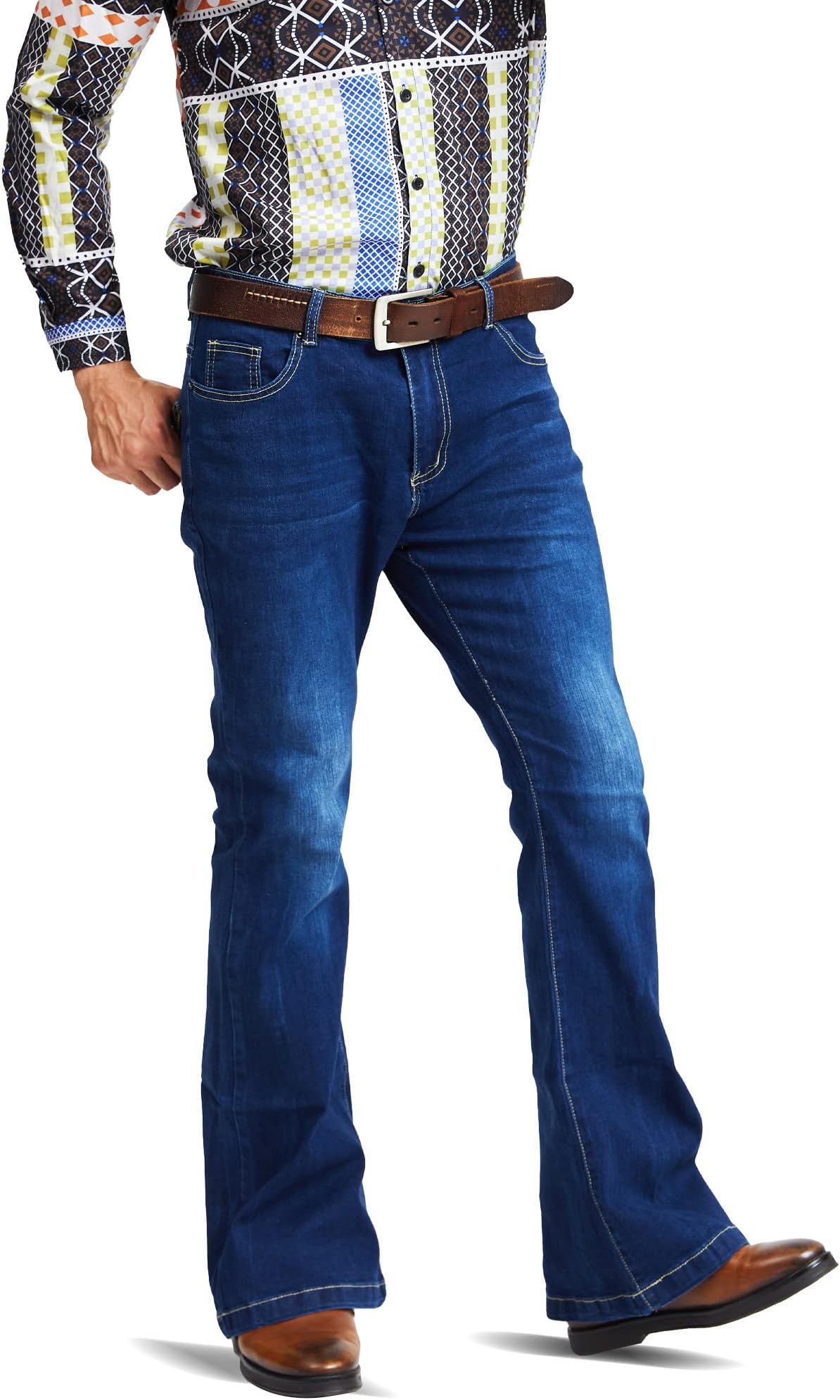 70s Outfits for Men,Mens Bell Bottom Jeans