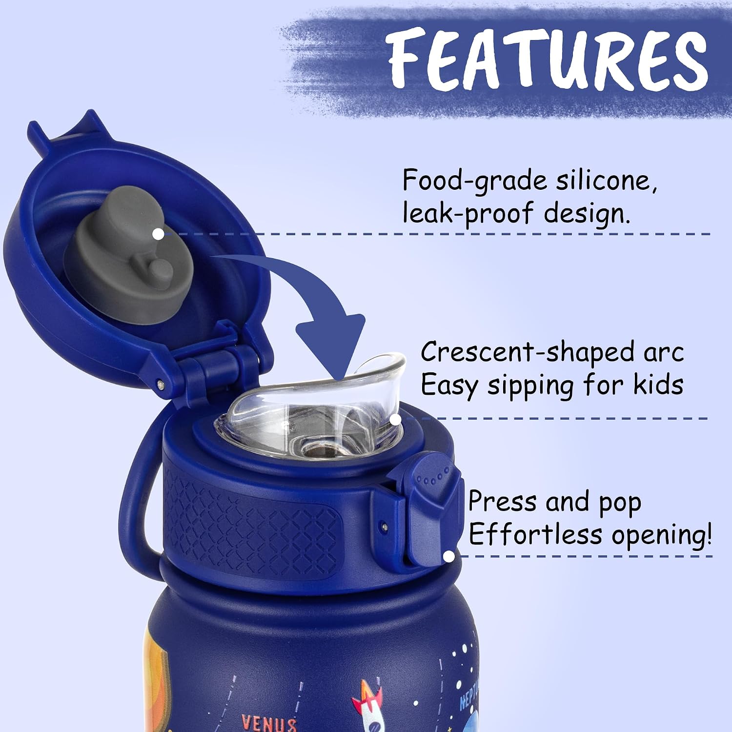 GOPPUS Kids Insulated Water Bottle 12oz,Leakproof Stainless Steel bottle,BPA Free Double Wall Vacuum Insulated Bottle for School,Travel,Sports & Outdoor Activities,Boys Girls image 3