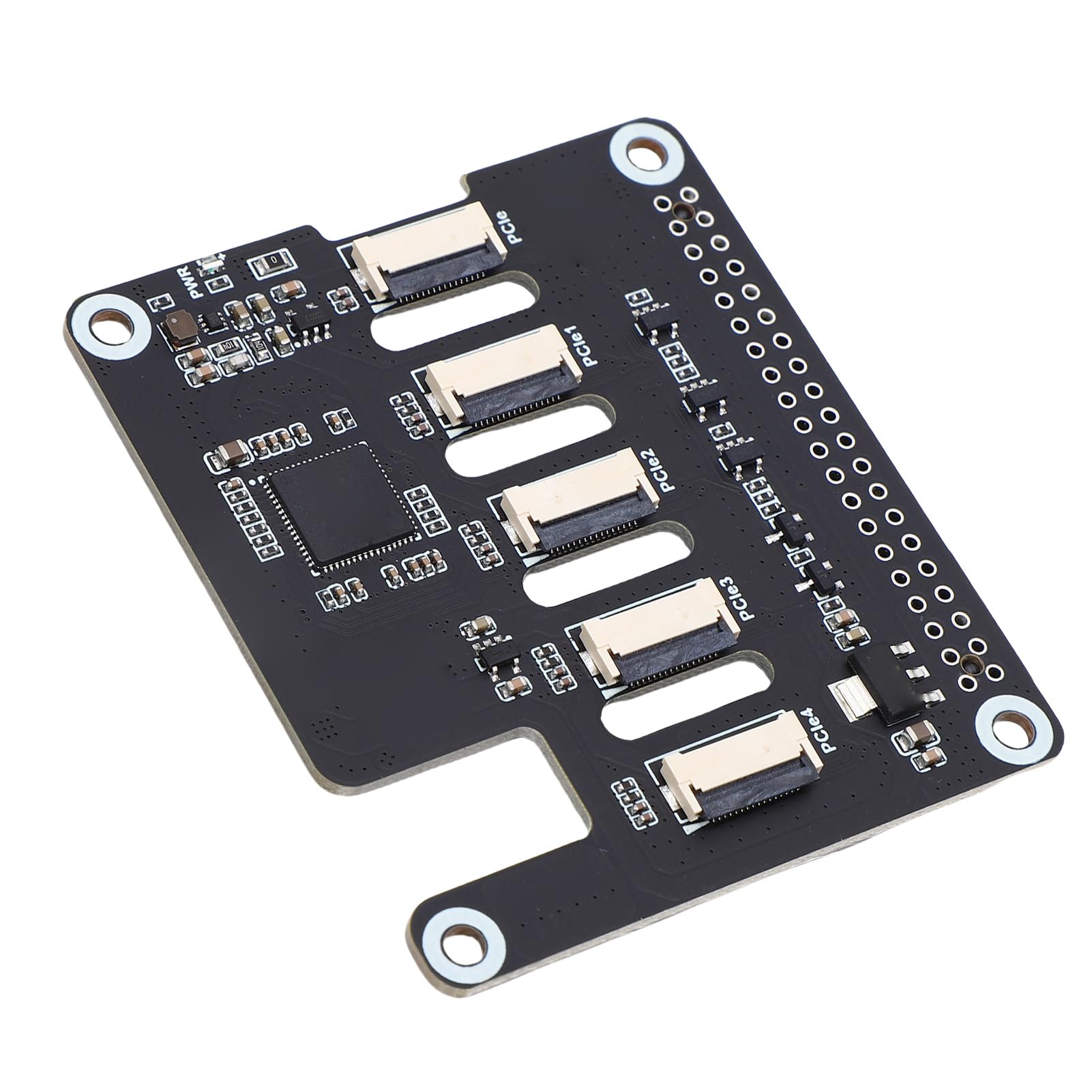 Jiawu Scheda Adattatore PCIe a 4 PCIe FFC per RasPi 5, Modulo di Espansione Efficiente con Supporto per HAT Multipli, Dimensioni 56,5x65 Mm, 1 unità
