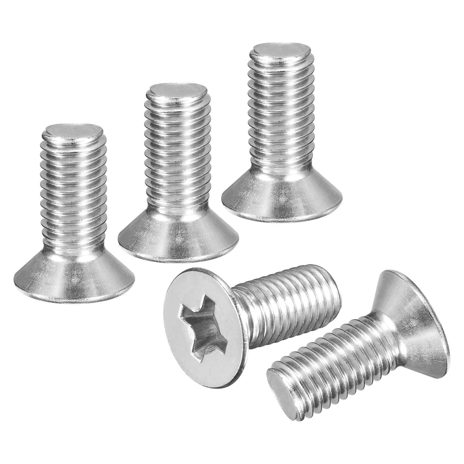 DTGN M10-1.5x25 Flat Head Countersunk Machine Screws - 20pcs - Good for Furniture and Machinery - 304 Stainless Steel Phillips Machine Screws Bolts - Silver — image 1