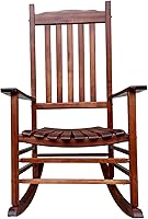 Vista 4 de Mecedora mecedora A001NT de madera natural para porche, mecedora para exteriores, fácil de montar, tamaño cómodo, uso en exteriores o interiores