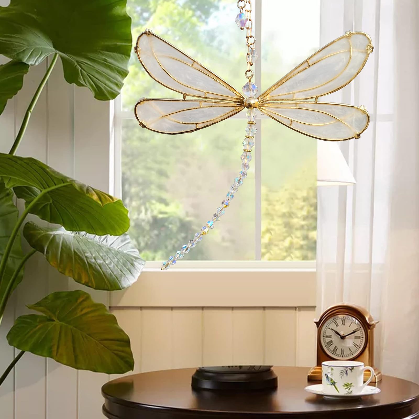Acchiappasole Libellula Luna, Suncatcher Decorativo In Vetro D 447578