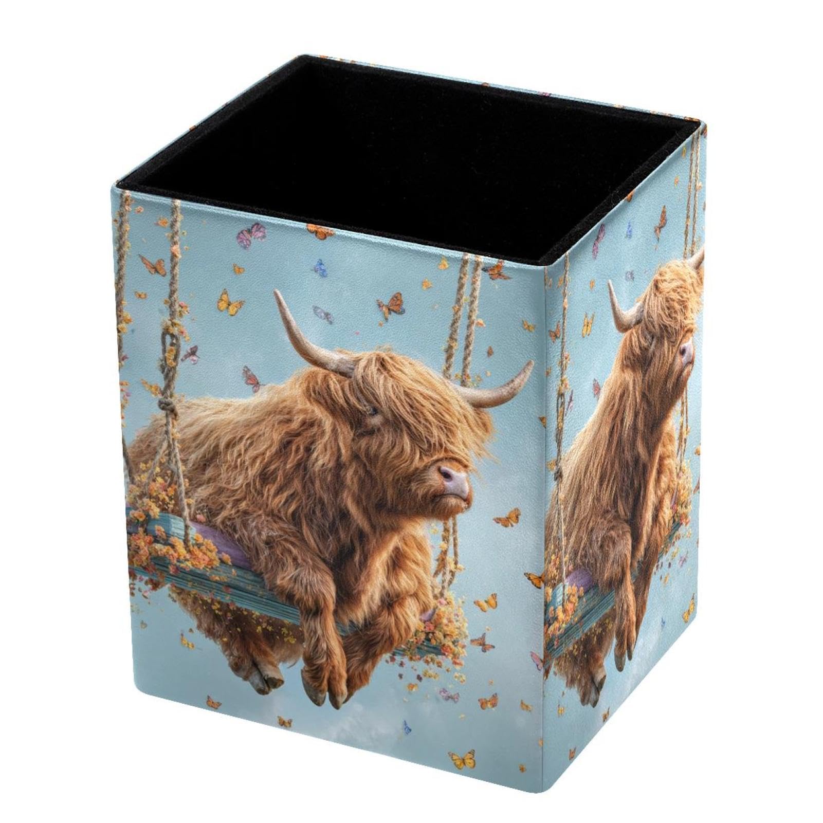 VAPOKF Pencil Holders for Desk, Highland Cow Printed Pen Holders Pen Pot Makeup Brushes Storage Desktop Stationery Supplies Organiser for Home Office