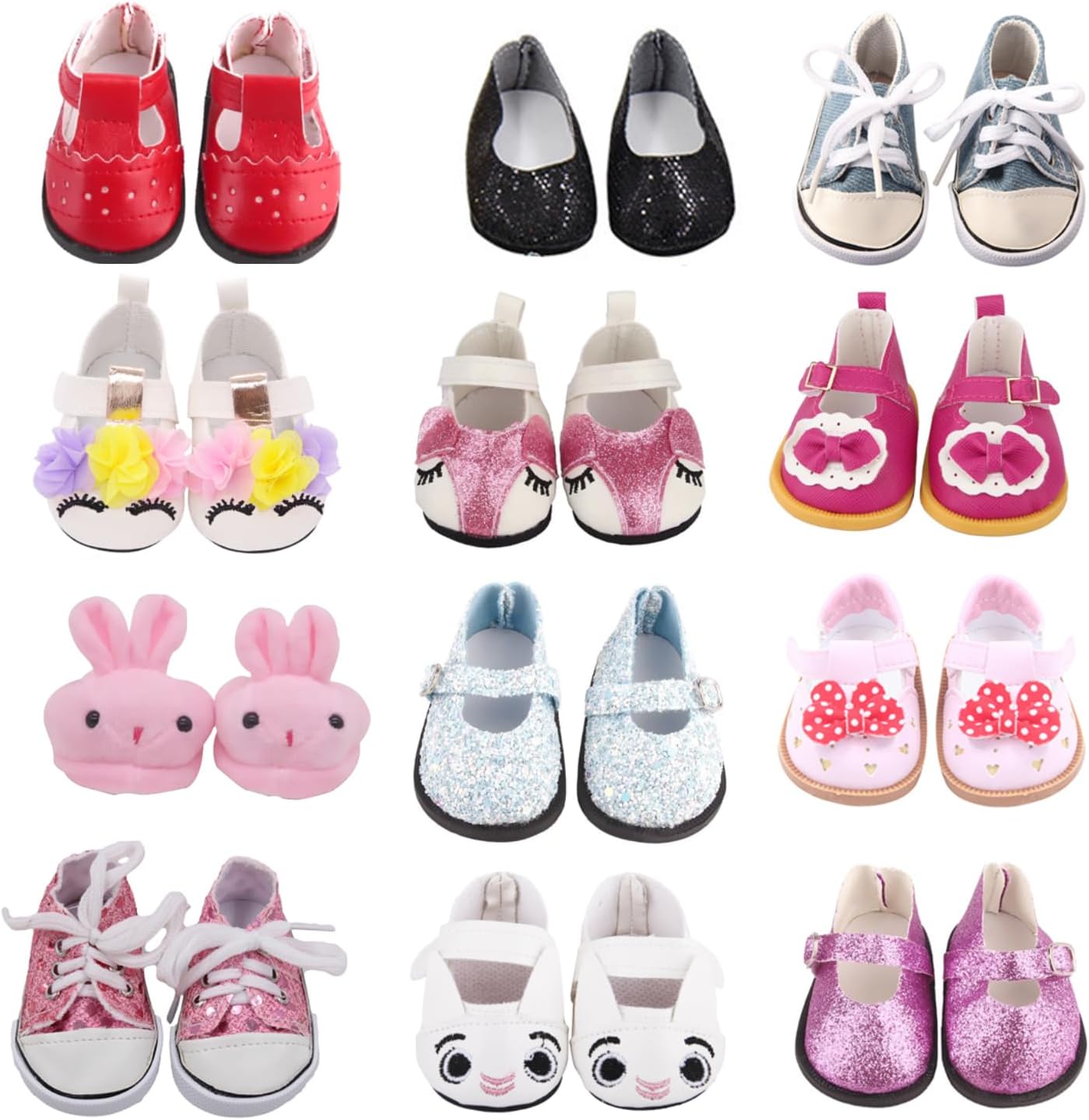7 Pairs of 18 Inch Doll Shoes ( Random from 20) and 2 Pairs of Doll Socks Accessories Fit American Dolls
