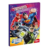 dekora – Calendario dell’Avvento Justice League – 50 g Cioccolato al Latte – Calendario Avvento Bambini 2025 – Supereroi DC Comics – 24 Cioccolatini Regalo