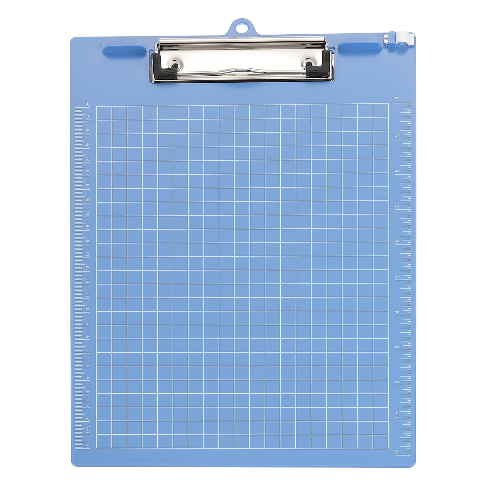 M&G Plastic Clipboards 12.9 x 9.3 Inch, Ruler Clip Boards with Low Profile Metal Clip Holds 110 Sheets of A4 Letter Size Paper for Office Classroom, Blue
