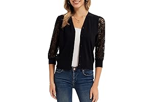 Women's Summer Lace Cardigans: Lightweight V-Neck 3/4 Sleeve Button-Front Sweaters