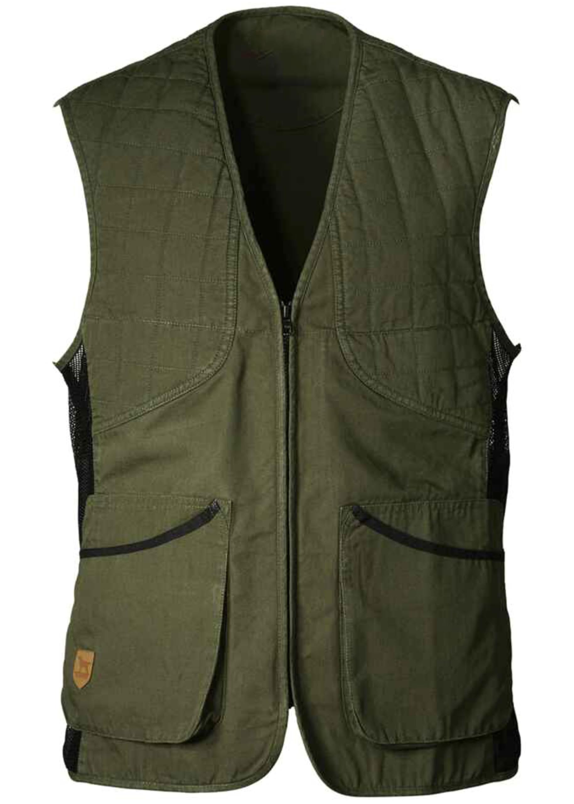 K&S Outdoors Hunter Men's Shooting Vest Olive Diamond Quilted Pattern for Left and Right Shooters Hunting Vest Trap Skeet Cotton, Olive green, XXL (56 / 58)