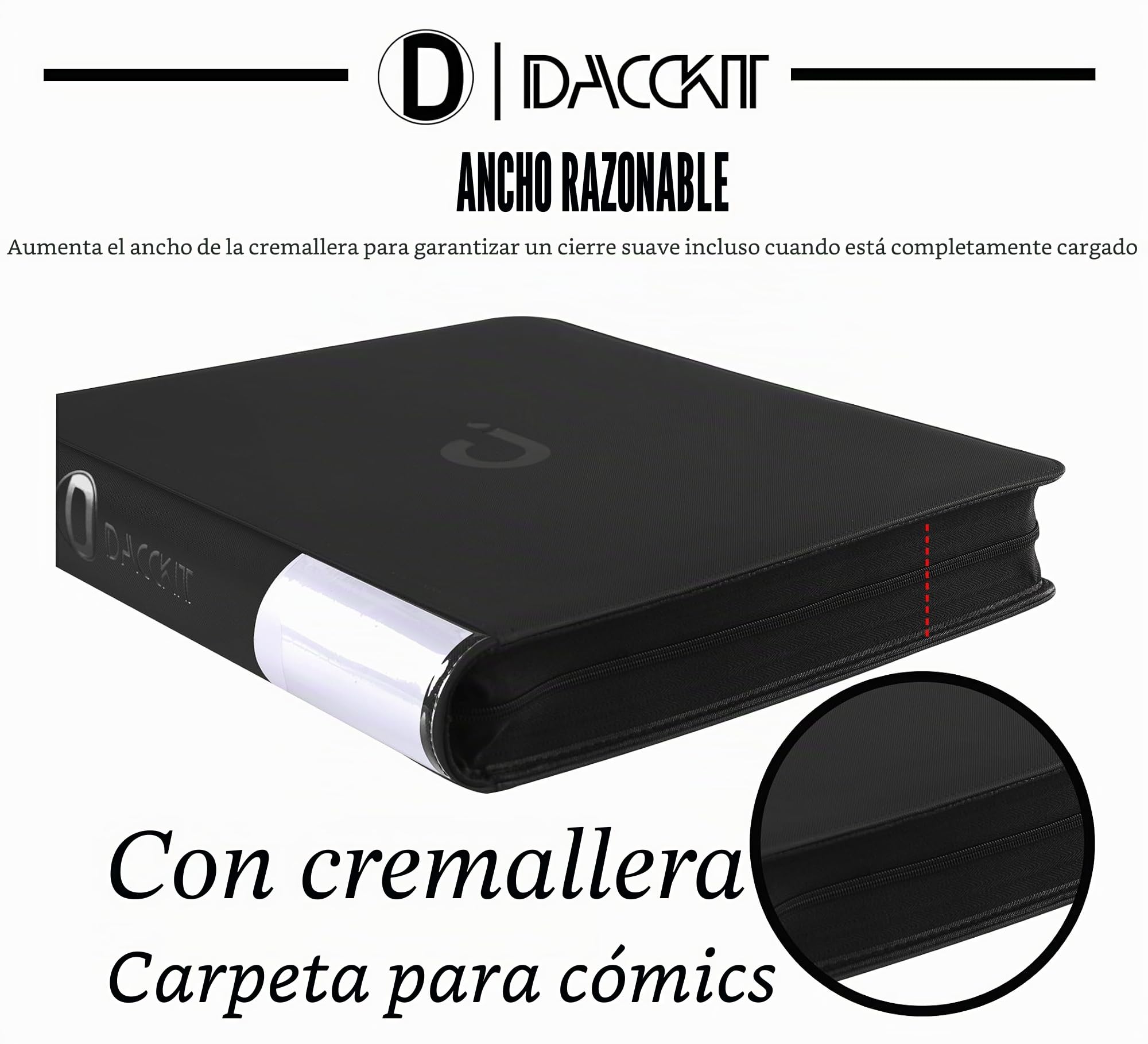 D DACCKIT Carpeta de cómics, álbum de cómics con fundas para cómics regulares y cómics en bolsa y abordado, carpeta de almacenamiento de cómics con capacidad para 24 cómics (modelo A, negro clásico)
