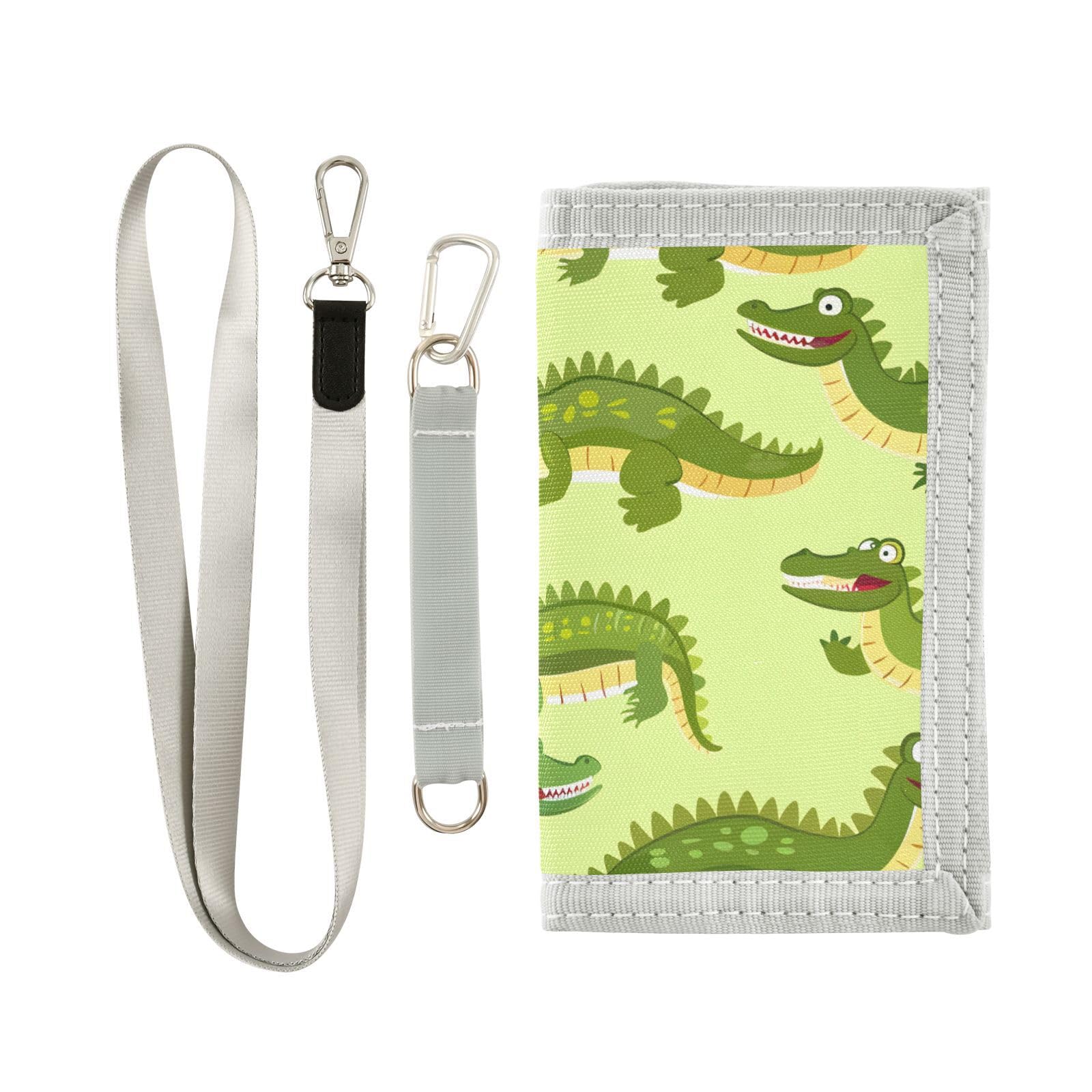 zyrtty Kids Wallets for Boys Girls Ages 4-18 Trifold, Cute Little Crocodile Green Wallet with Zippered Coin Pocket and Card Holders, Novelty Wallet for Childrens Birthday Gifts