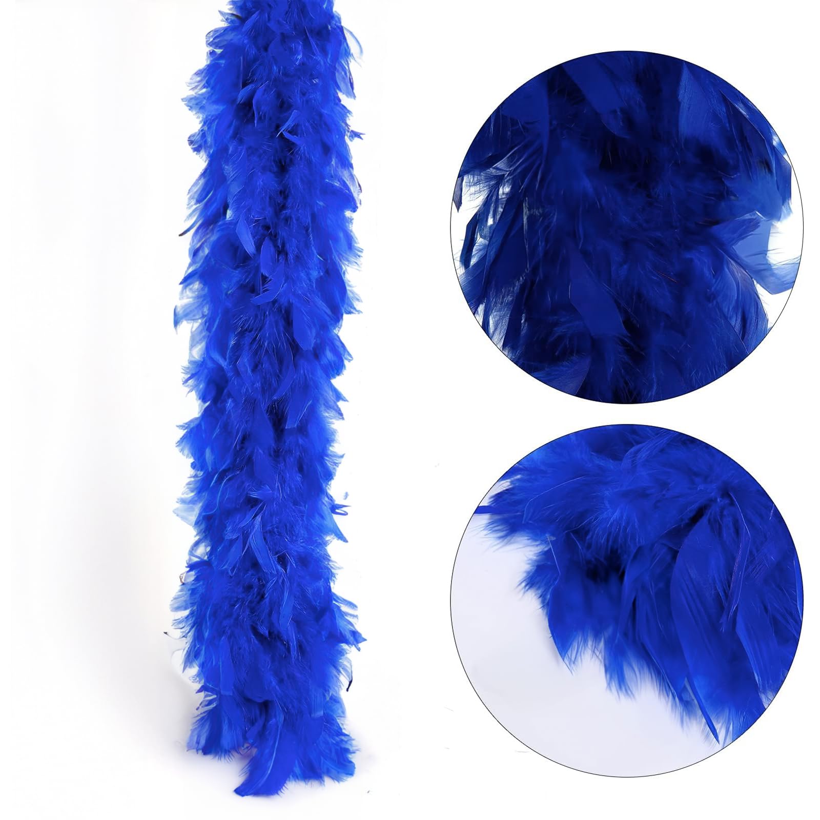 POPOYU Bleu Roi Boa en Plumes,2M/6.6ft Boa à Plumes Unisexe,80g Boa Plumes pour DIY Accessoire de Déguisement, Charleston Carnaval Fête Costumée, Décoration Halloween Noël Mariage Cosplay