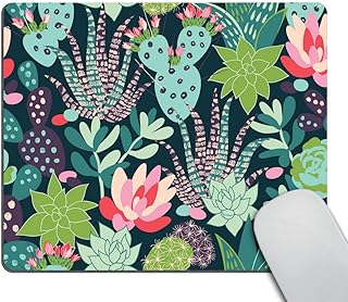 Wasach Gaming Mouse Pad Custom,Trendy Tropical Succulents and Cactuses Mouse pad Customized Rectangle Non-Slip Rubber Mousepad