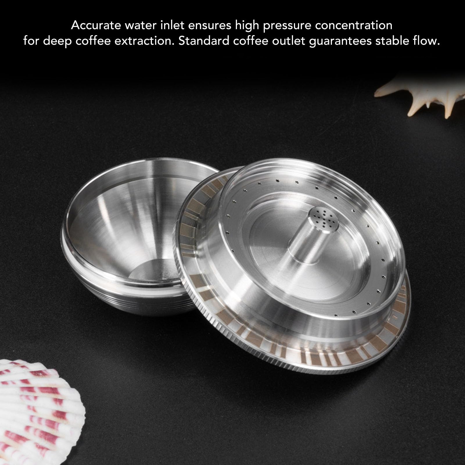 Generic Cápsula de café Reutilizable de Acero Inoxidable, Cápsula Rellenable de 80ml, Solución de Limpieza Práctica para Máquina de café, Uso Doméstico