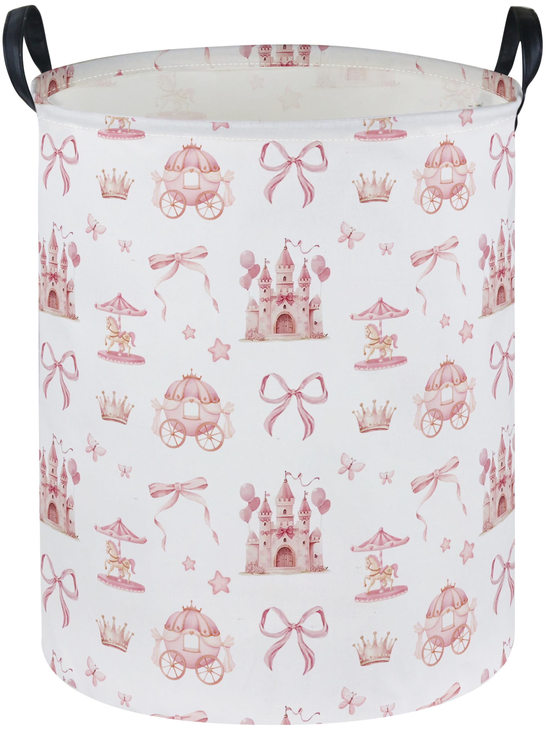 Essme Kids Laundry Basket,Castle Hamper Waterproof Storage Bin for Girls, Pink Hamper,Gift Baskets(Castle)