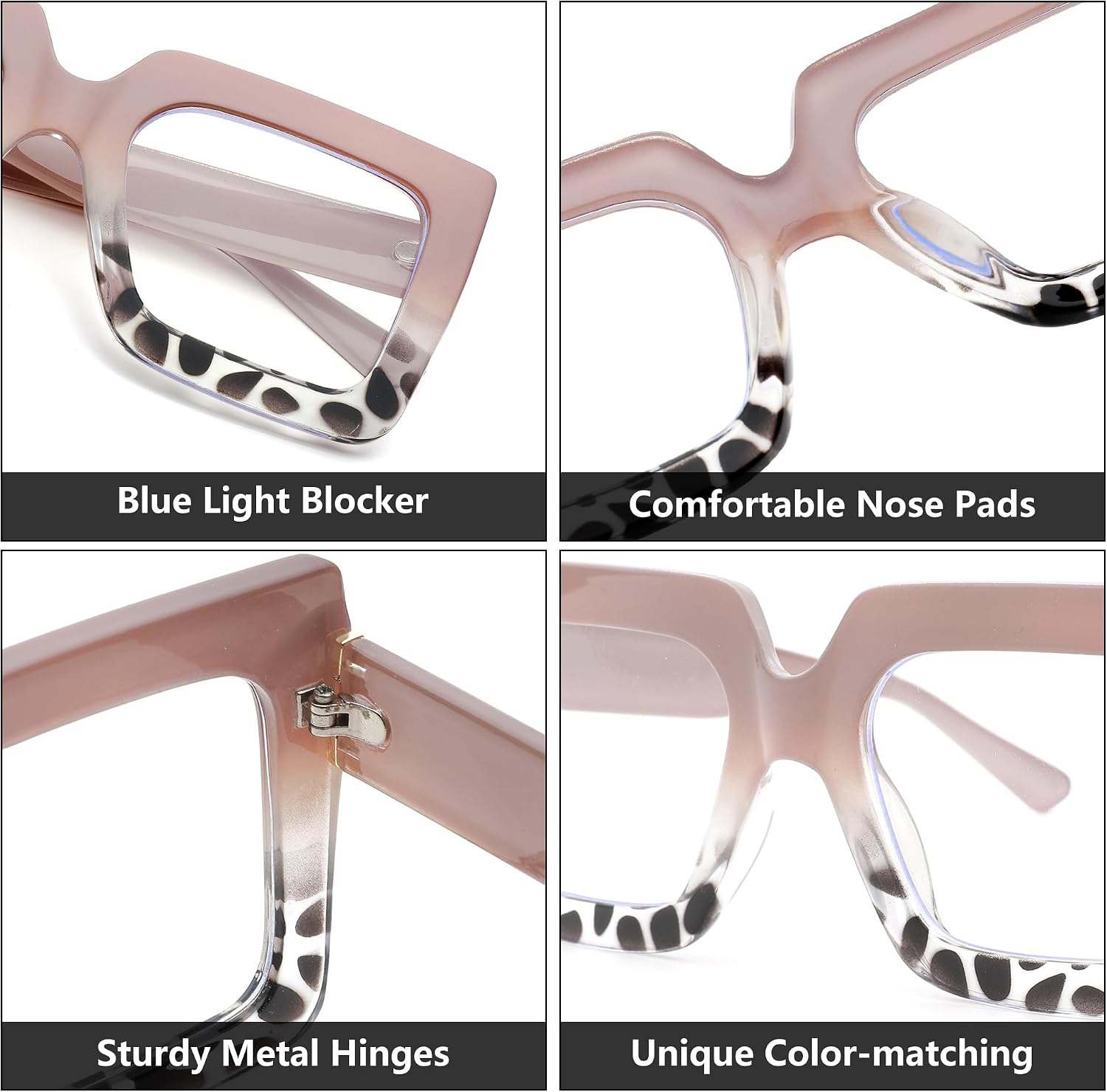 Oversized Blue Light Glasses for Women - Fashion Square Big Frame Non-Prescription Clear Eyewear image 5
