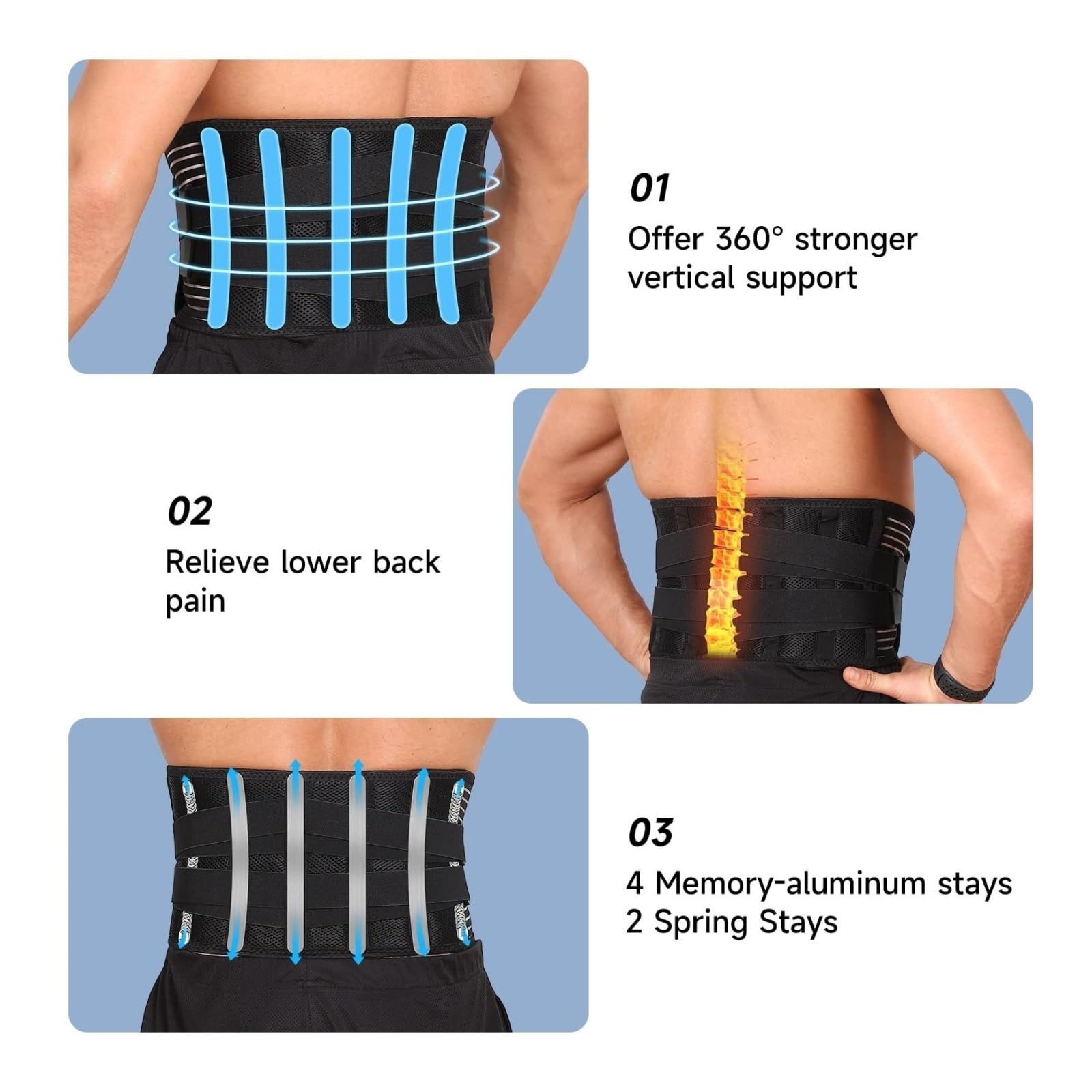 Fascia Lombare Cintura di Supporto for La Schiena Traspirante Unisex for Cintura di Supporto in Vita for Sollevamento Pesi Fascia Schiena Lombare(Large)