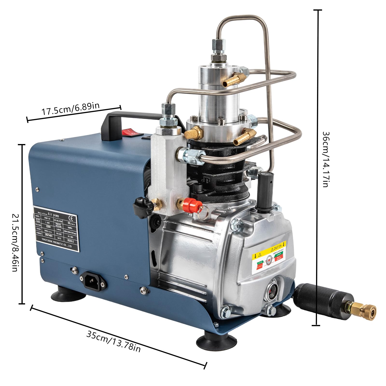 PCP Kompressor, 300Bar 30Mpa 4500Psi Elektrische Hochdruck-Luftkompressorpumpe, 1800W Elektrischer Luftpumpe, zweistufige Komprimierung Hochdruck-Druckluftpumpe