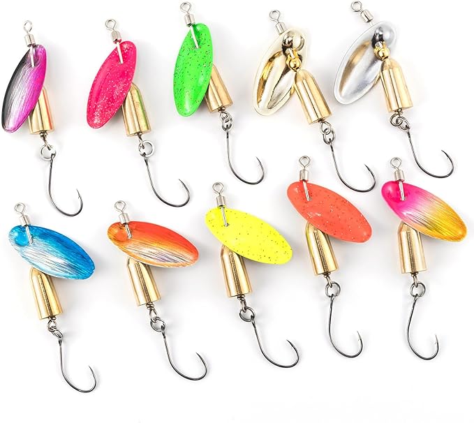 Dr.Fish 10 Pack Fishing Spinner Trout Spinner Spinnerbait Trout Lures