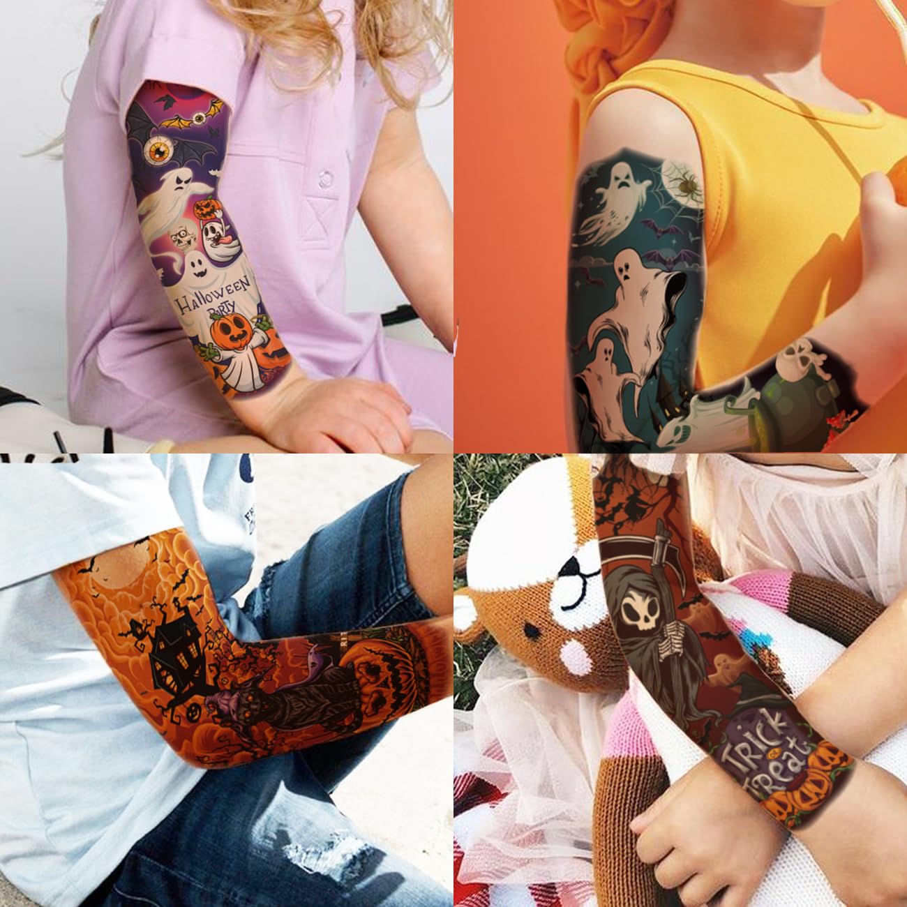Amazon.com : CHARLENT Kids Halloween Full Arm Temporary Tattoos
