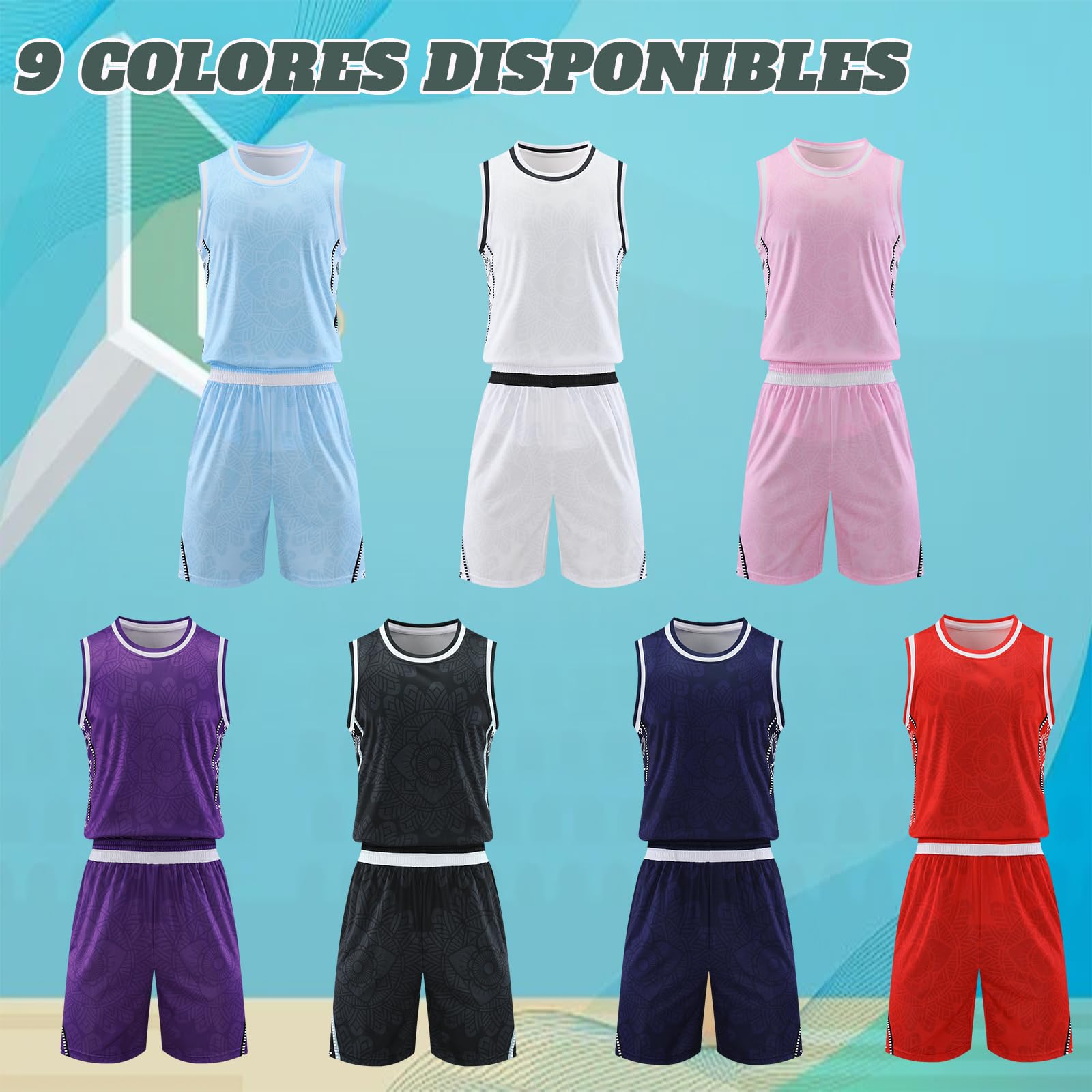 Conjunto de Camisetas de Baloncesto Personalizadas para Adultos Niño con Su Nombre, Número, Nombre del Equipo, Logotipo