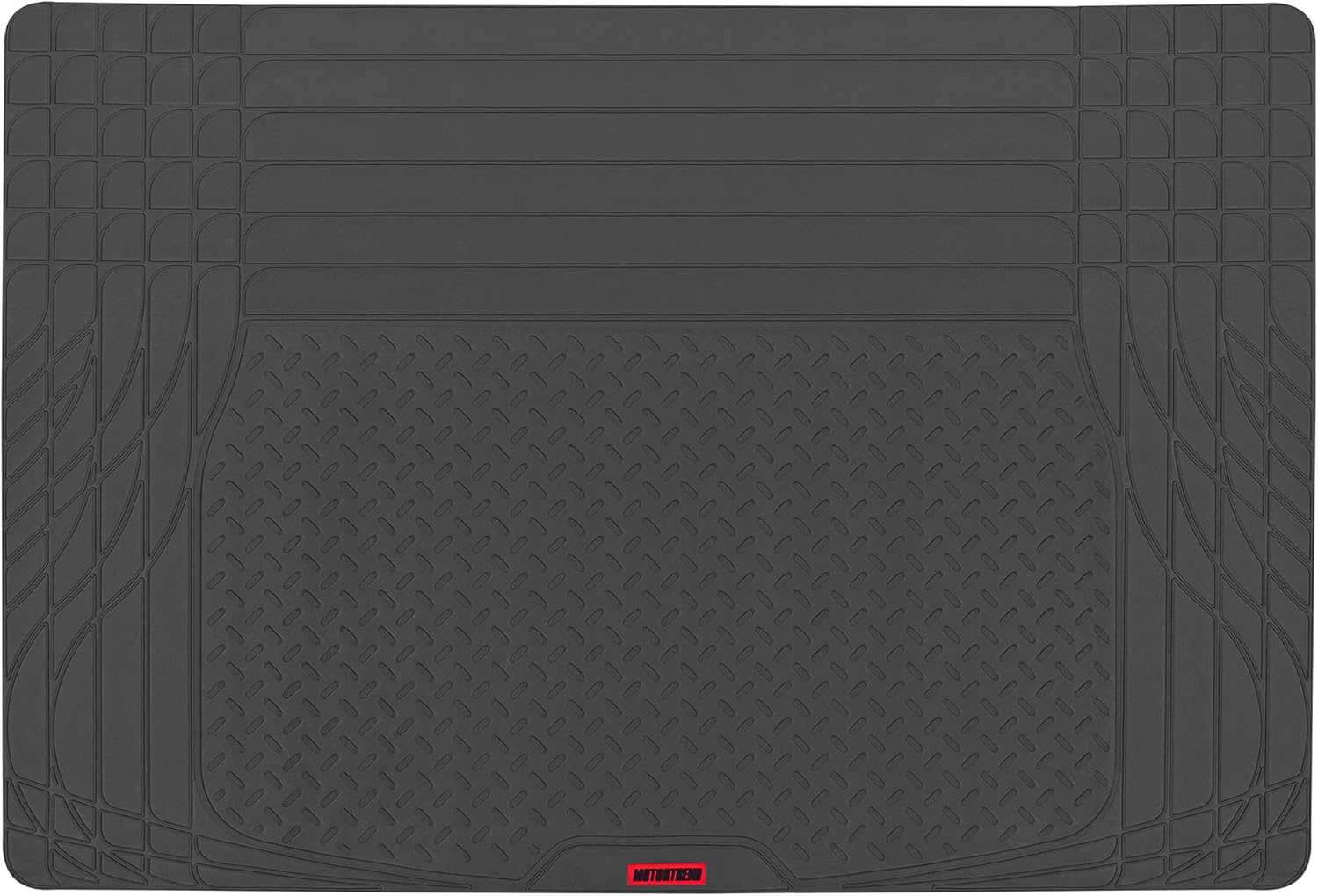Motor Trend FlexTough Black SUV Cargo Liner & Car Trunk Mat - Universal Trim-to-Fit All Weather Cargo Mats for Back of SUV - SUV Trunk Mat & Trunk Liner Floor Mat Cargo Cover - Trunk Cover