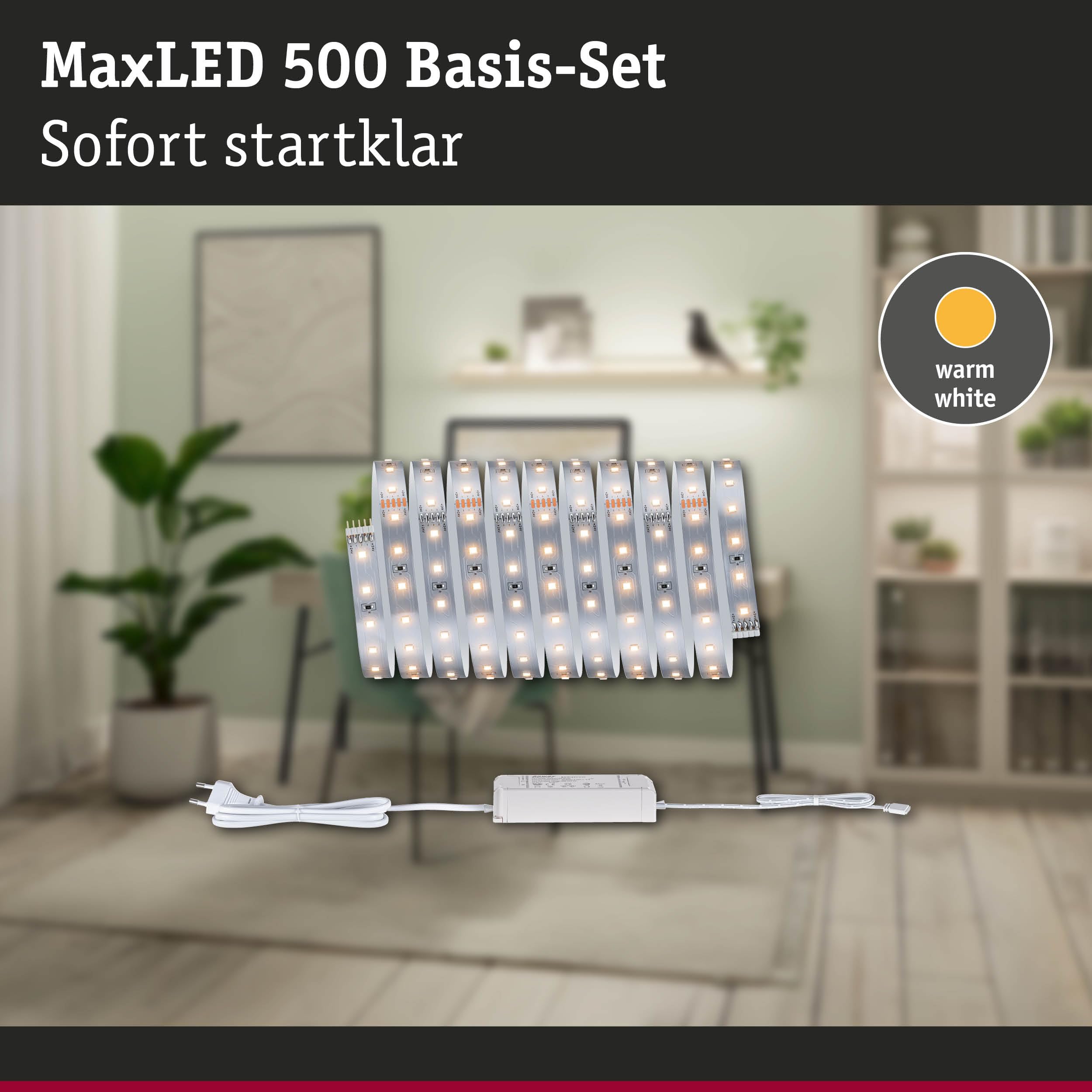 Paulmann MaxLED 500 LED Strip Basisset 3m Warmweiß 11W 550lm/m 2700K 30VA 71231