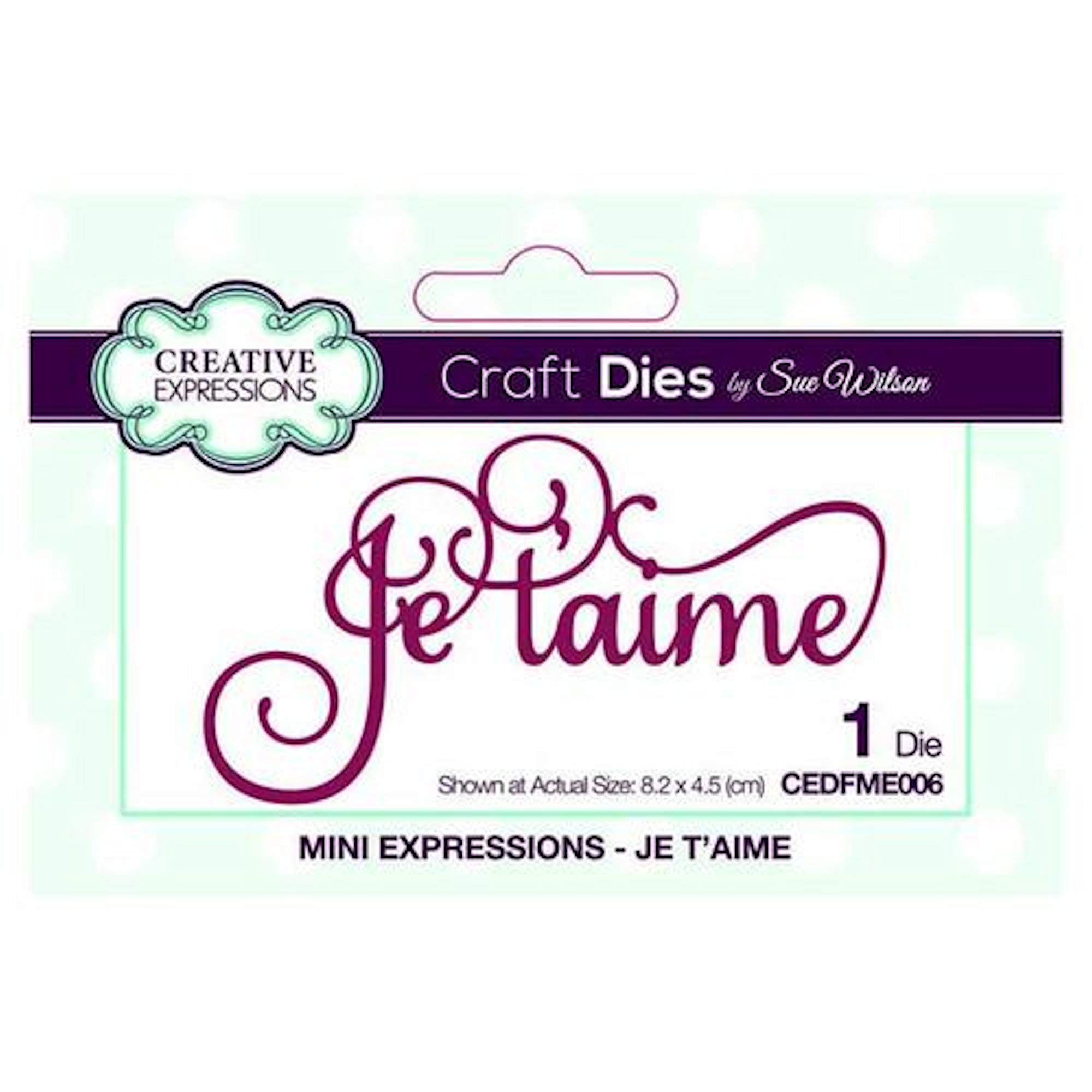 Dies by Sue Wilson Mini Expressions Collection Je T'Aime, CEDFME006