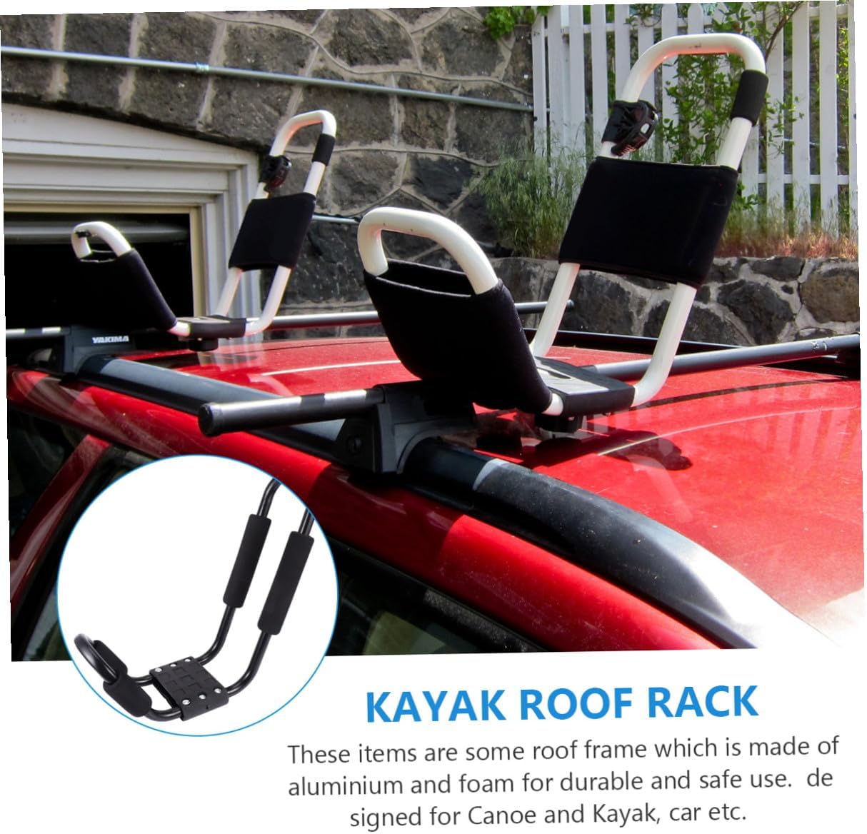 Detachable Kayak and Canoe Roof Rack 2pcs Car Roof Cargo Carrier Frame for Kayak Storage and Canoe Transport Compatible with Suvs and Trucks