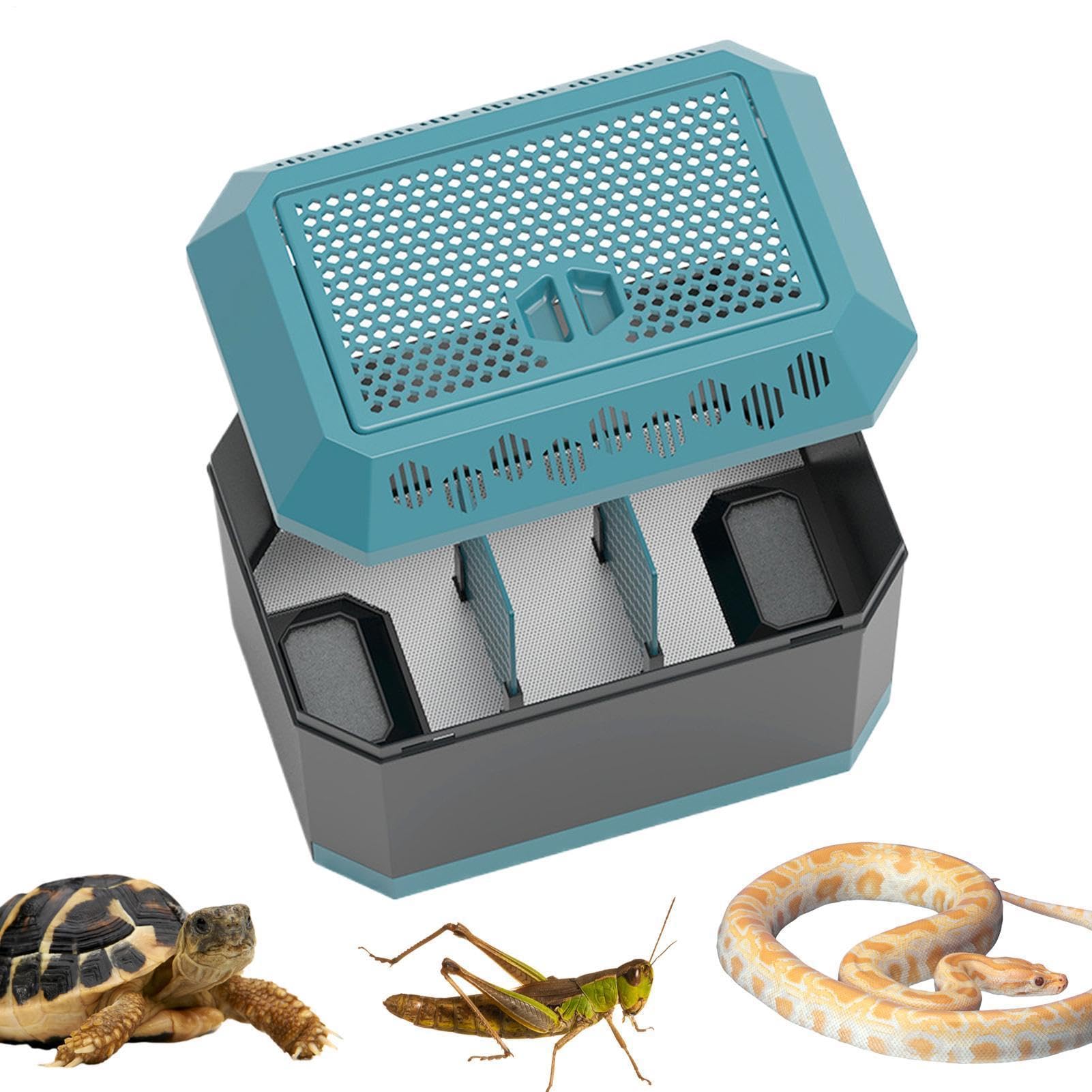 Transportín de viaje para reptiles - Terrario de ABS de 8.43x5.51x5.83 pulgadas, contenedor para transpirable, para cría de mascotas pequeñas, para cucarachas co