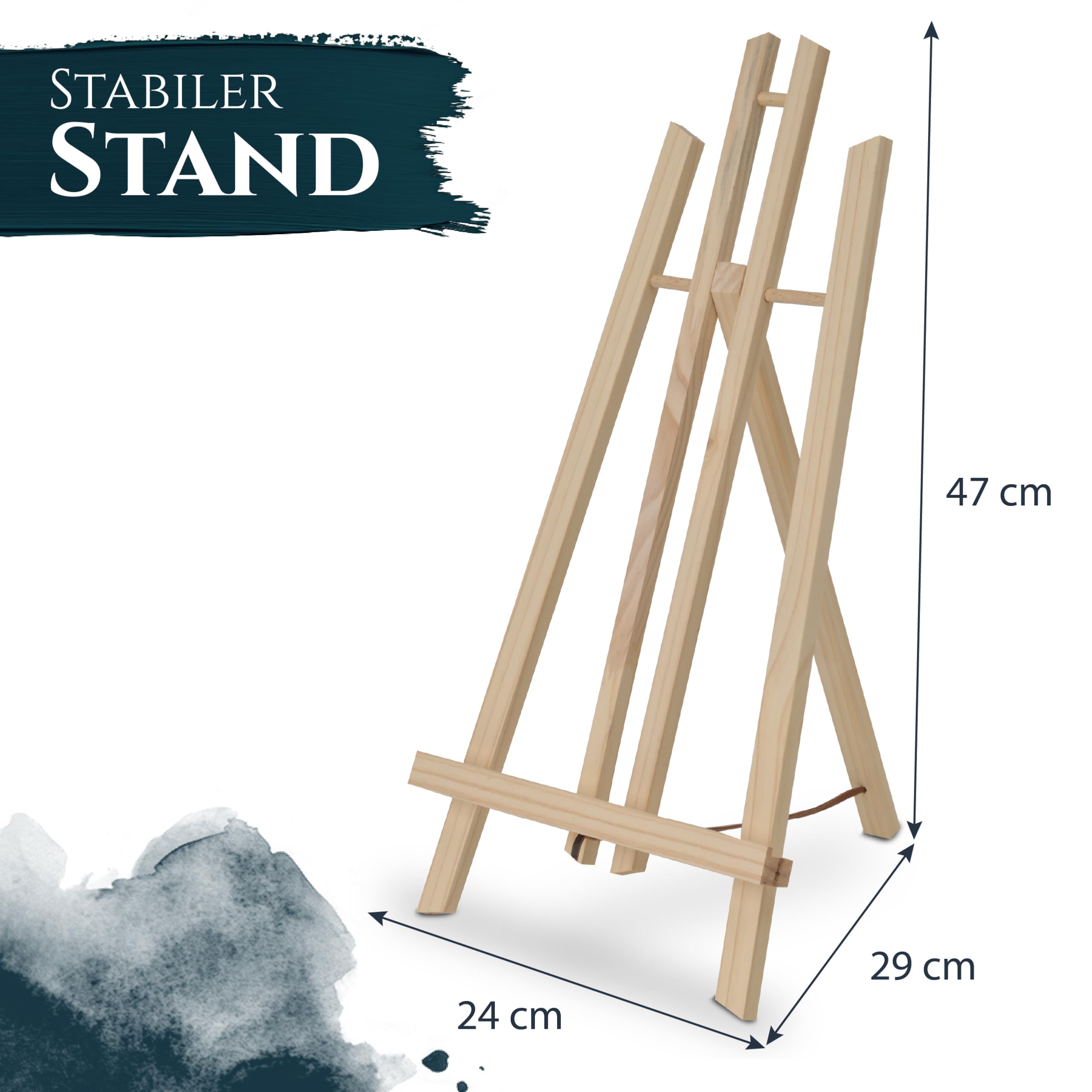 Artina 5er Set Tischstaffelei Holz für Leinwände bis 42 cm London – Holzstaffelei Kiefernholz Tisch Staffelei zum Malen am Tisch – Sitzstaffelei Anfänger & Hobbykünstler Malerstaffelei Leinwandständer