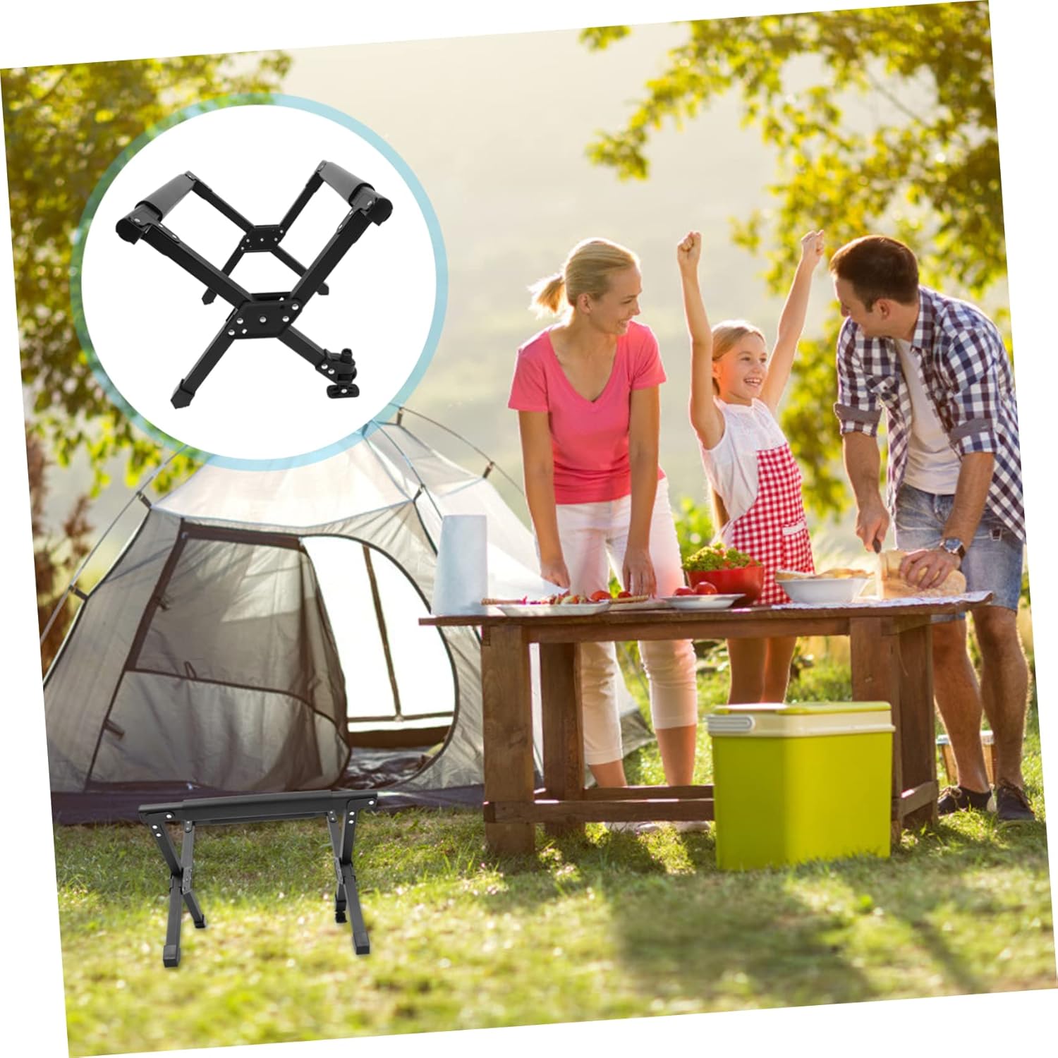 Ciieeo 1pc Adjustable Outdoor Ice Box Stand Lightweight Folding Rack for Camping Hiking and Beach Use Aluminum Alloy Cooler Holder Stability Features Style