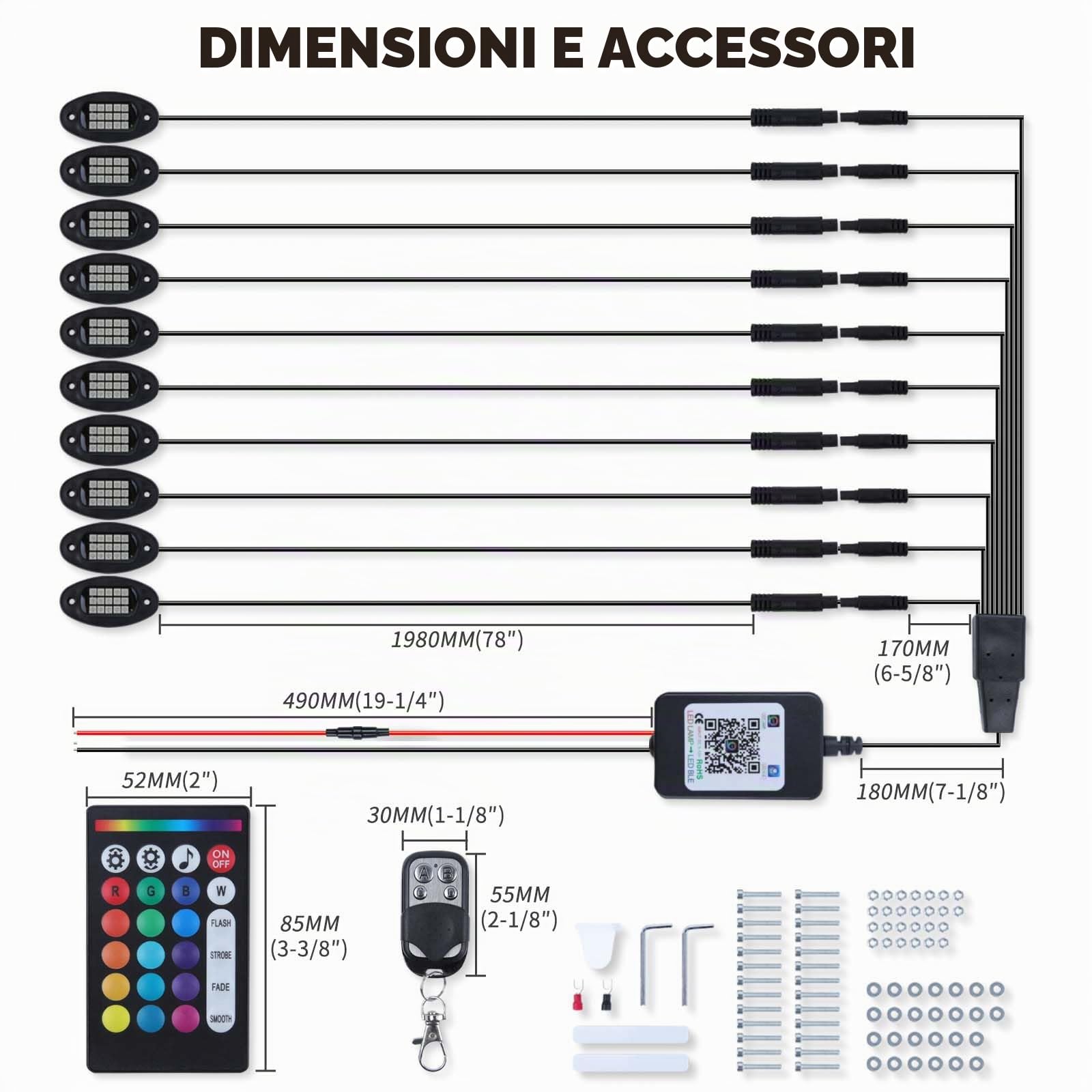 10 Pezzi RGB LED Luci di Roccia, Luci Del Telaio Dell'auto con App Telecomando e Temporizzazione e Modalità Musica Kit, Luce Sotterranea Impermeabile Compatibile con Jeep ATV RZR UTV SUV Off Road Moto