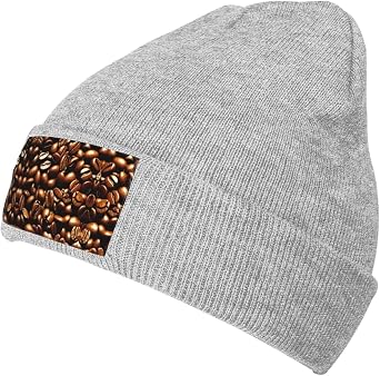 Funny Roasted Coffee Beans Print Beanie Hat for Women,Soft Warm Winter Hat,Casual Knit Hat,Stretch Knit Beanies