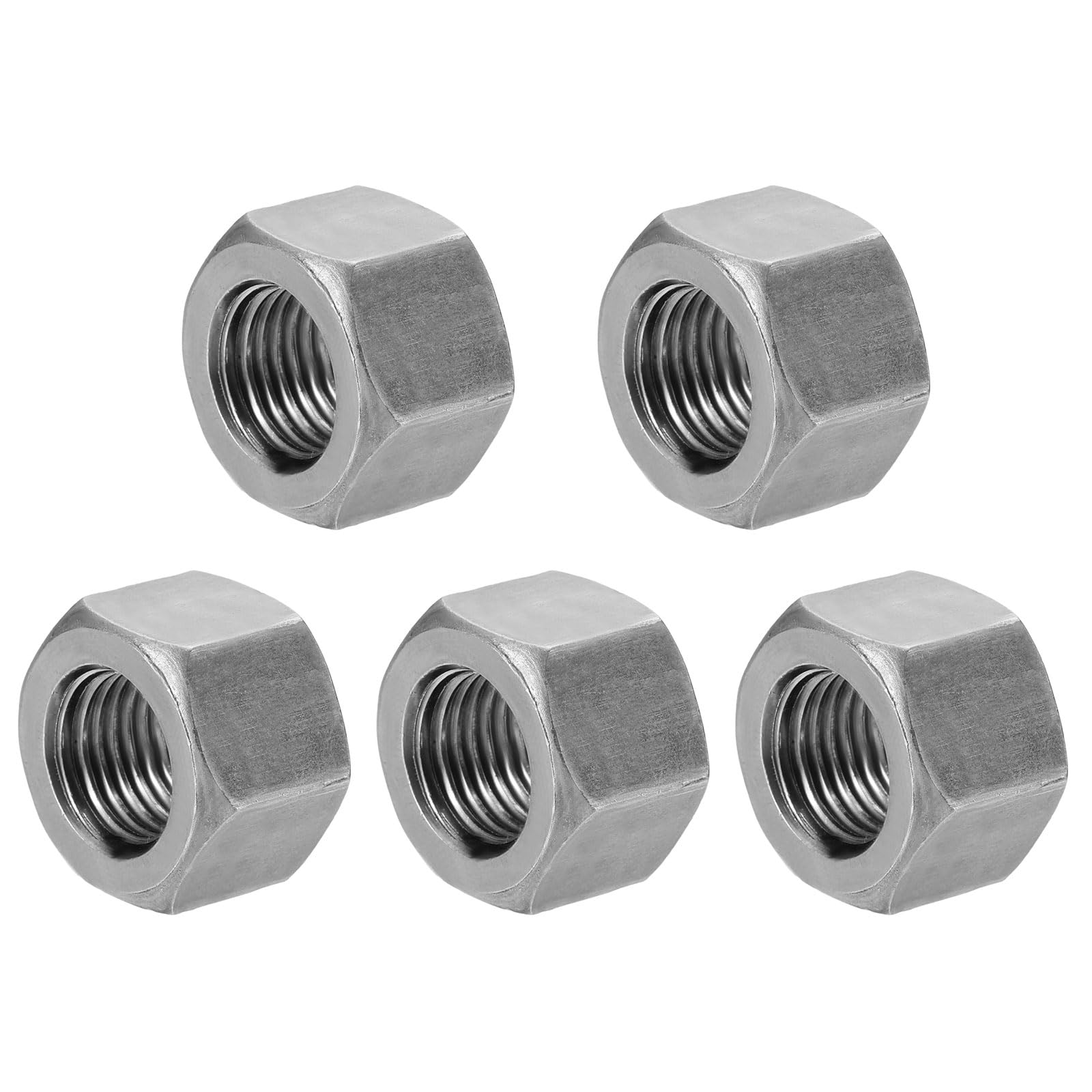 sourcing map 5Pcs M14x1.5-Pitch Coupling Nuts, 15mm Length Carbon Steel Hex Rod Coupler Nut Fully Threaded Studding Connector Fasteners, Silver Tone