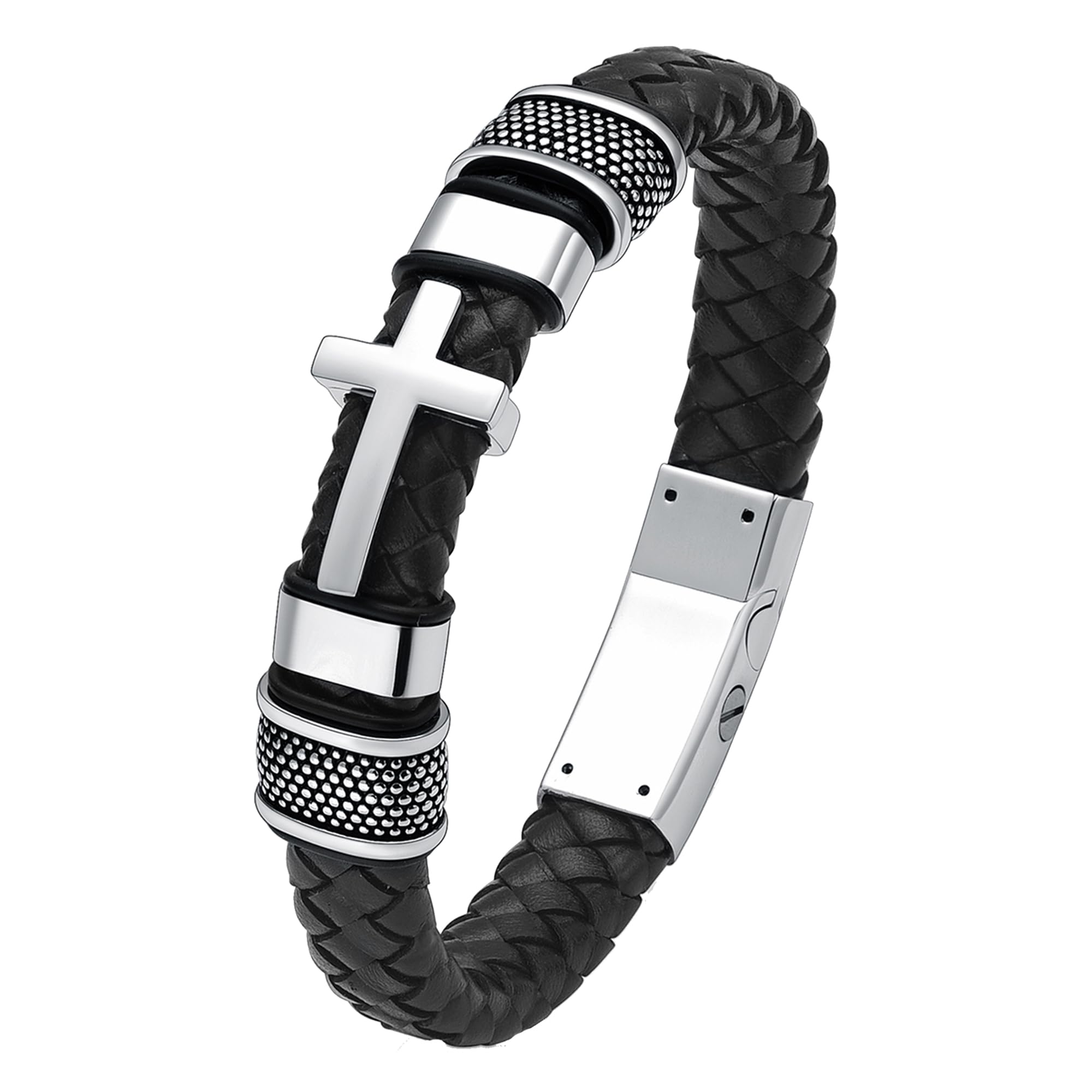 Bracciale a forma di croce per cenere, in vera pelle, con cenere commemorativa, gioielli, urna, ricordo