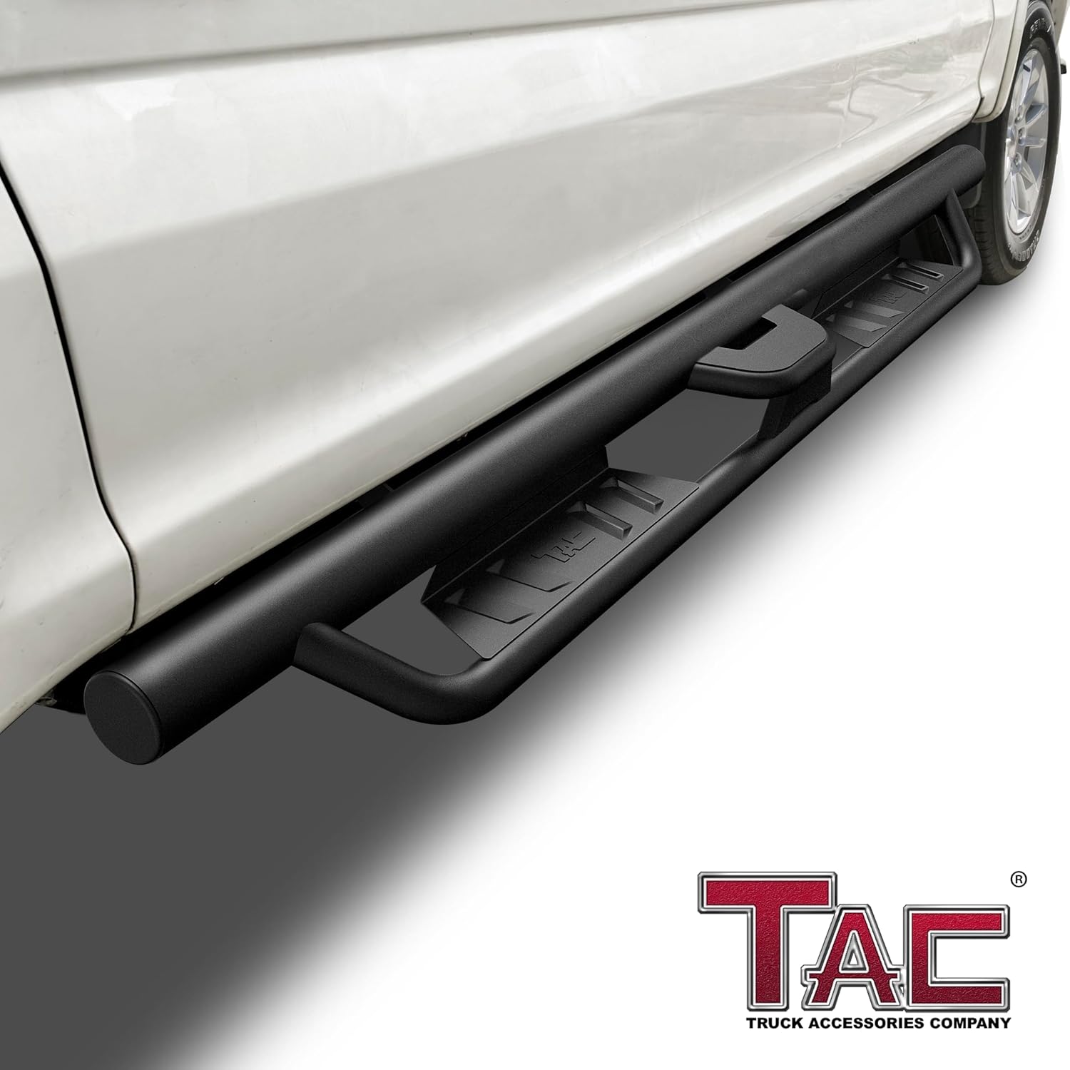 TAC 4” Drop Running Boards Compatible with 2015-2026 Ford F150 Supercrew Cab| 2022-2026 F150 Lightning EV| 2017-2026 F250/F350/F450/F550 Super Duty Crew Cab| Side Steps| Nerf Bars| Two-Stair