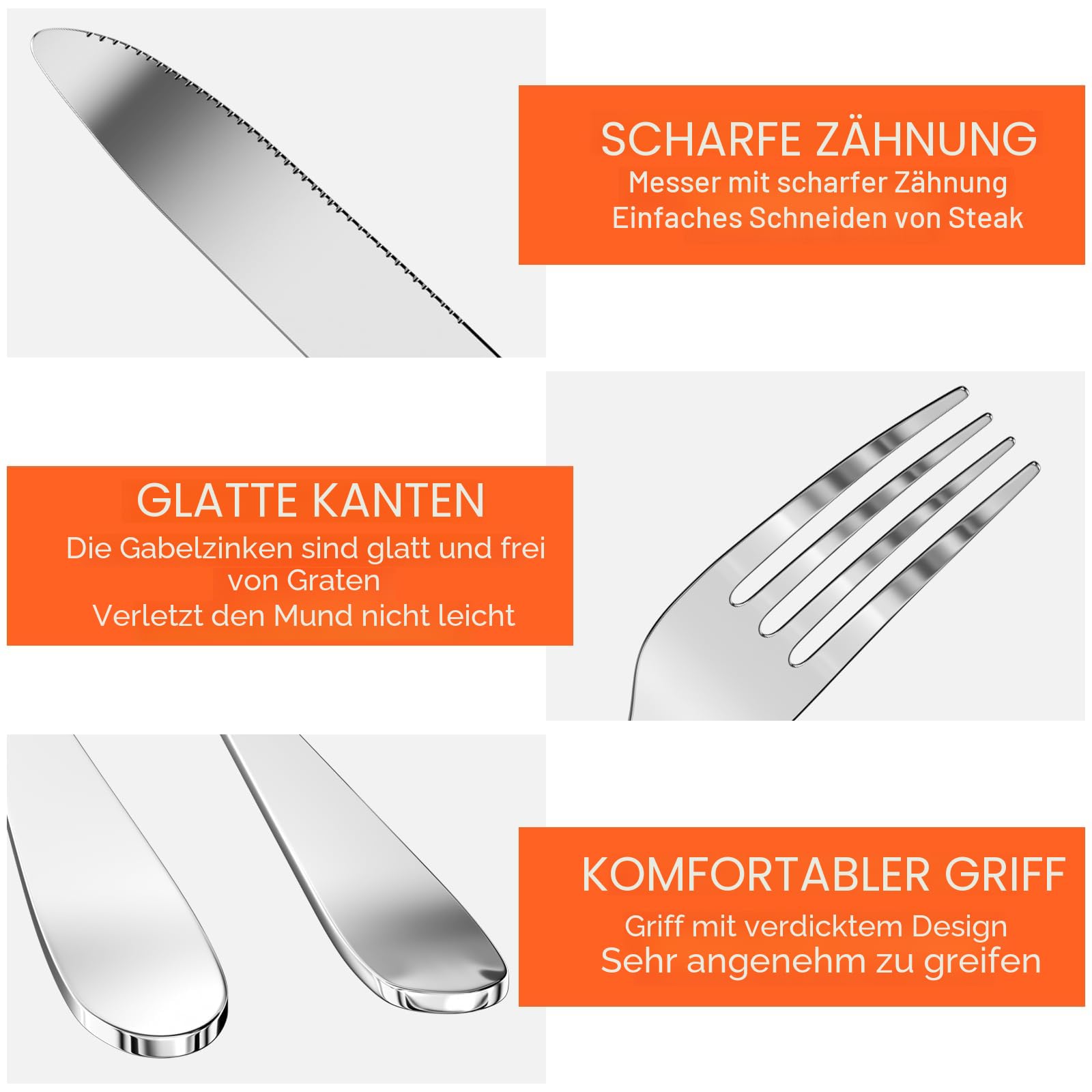 WinGluge Steakbesteck Set, 24-teilig Tafelmesser und Tafelgabeln für 12 Personen, Steak Cutlery Set, Edelstahl Messer und Gabeln Besteck Set, Pizzabesteck Spülmaschinenfest, für Haus Restaurant Hotel