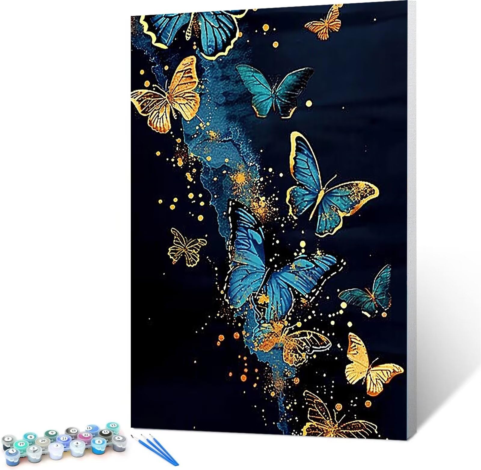 Peepezo Malen Nach Zahlen für Malen Nach Zahlen Erwachsene und Kinder Anfänger Kaskade Gemälde Schmetterlinge DIY Handbemalte Kits Acrylpigment Kunstwerk 60x80cm (mit Rahmen)