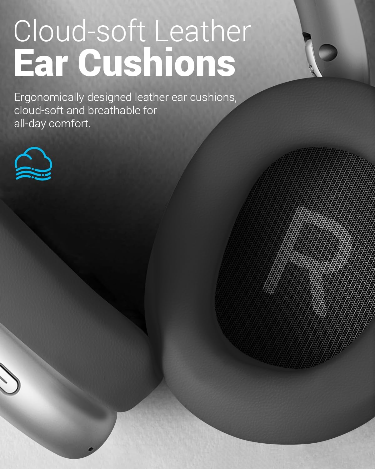 Wentronic Y01 Wireless Noise Canceling Headphones Bluetooth 5.3 Over Ear Headphones with Microphone, Hi-Res Audio, 48H Playtime, Foldable Comfortable Earpads,Compatible with iOS,Android,PC, Space Grey - Image 4