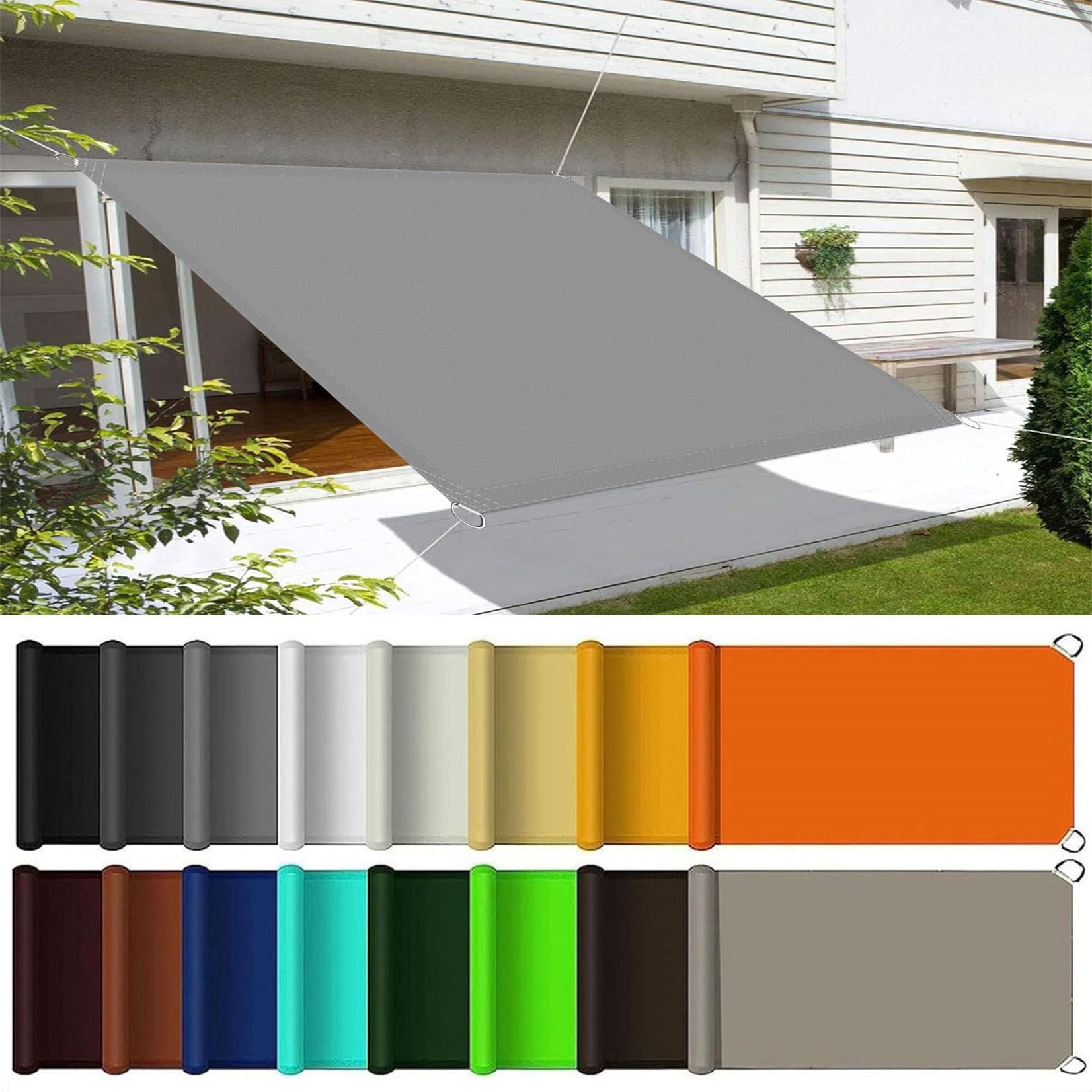 Toldo impermeable exterior rectangular protector solar jardín gris 8