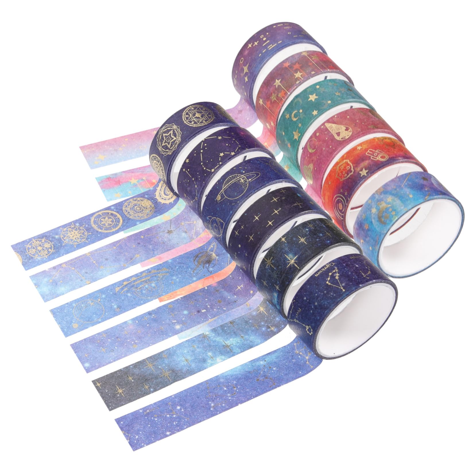 NUOBESTY 48rollen Aesthetic Washi Tape Dekorative Klebebänder Für Journaling Scrapbooking Und -projekte Sternenhimmel-Design Teiliges Hochwertigem Leicht Ablösbar Und Anpassbar