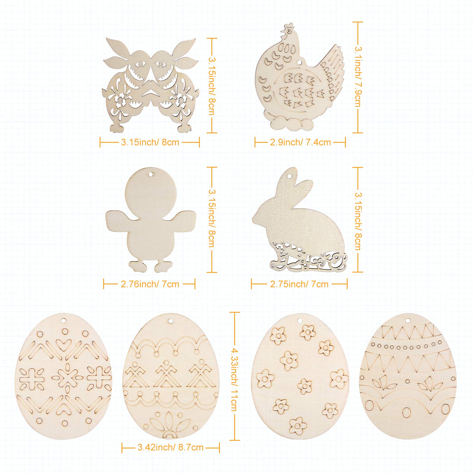 LALAFINA Paasei Houten Uitsparingen 20 Stuks 3 Inch