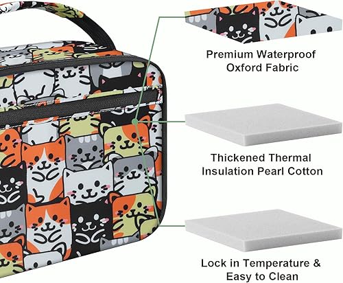 Miniatura 5 de Lonchera para niños y niñas, bolsa de almuerzo aislada duradera, bolsa de almuerzo para niños y niñas, bolsa de almuerzo para la escuela y gato