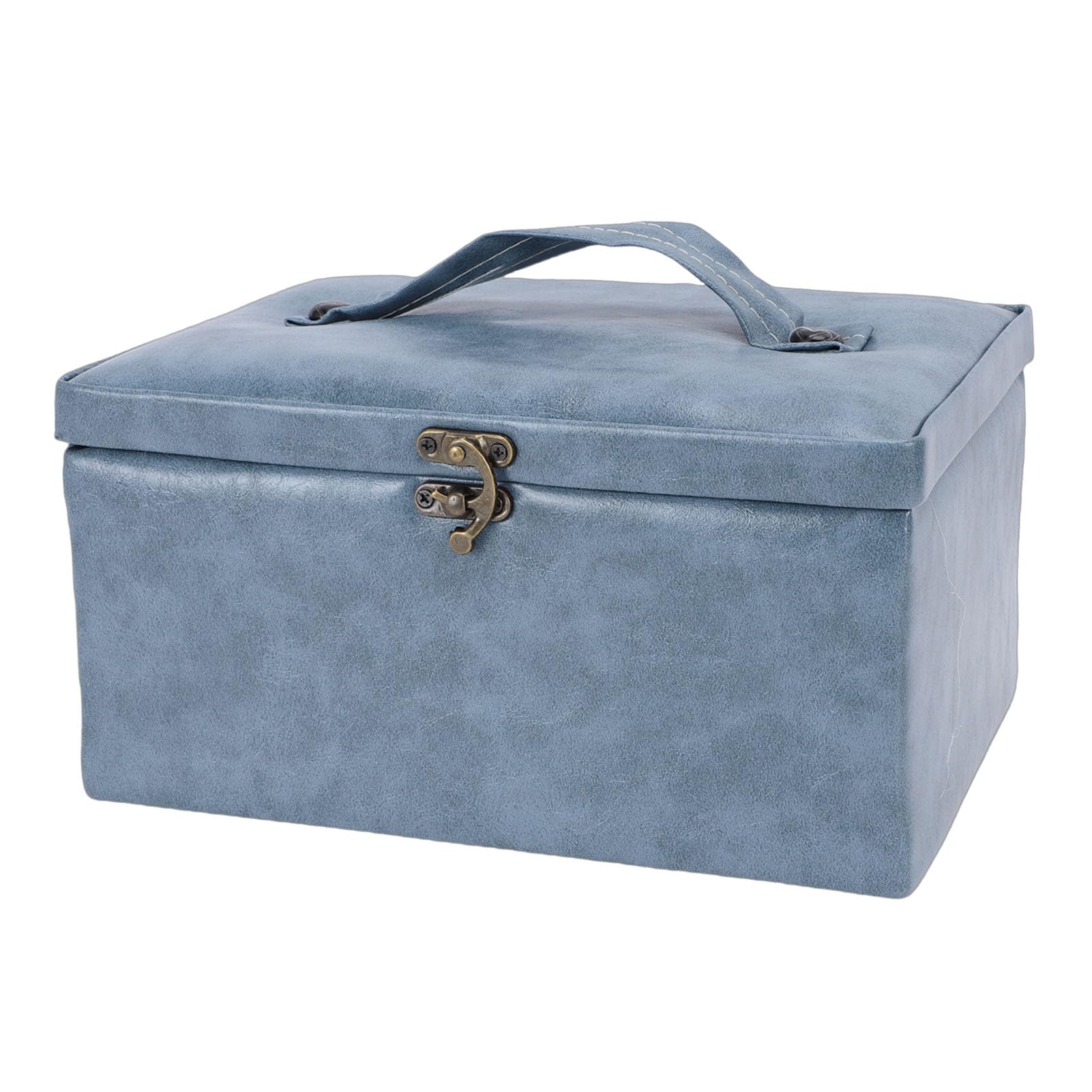 VBESTLIFE Sewing Basket, Retro Leather Sewing Supplies Organizer, Double Layer Large Storage Space, for Needles, Thread, Scissors, Tape Measure, etc.