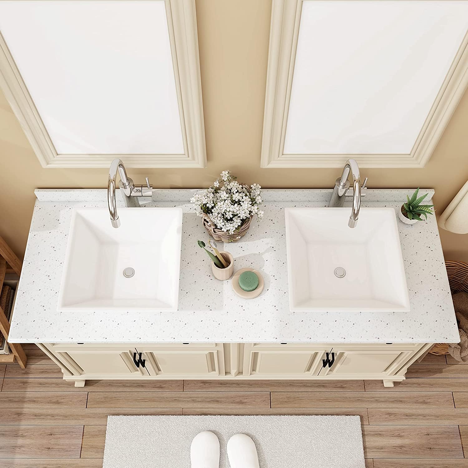 Buy Lifezcime Ceramic Bathroom Vessel Sinks, 16x16 Small Medium Square