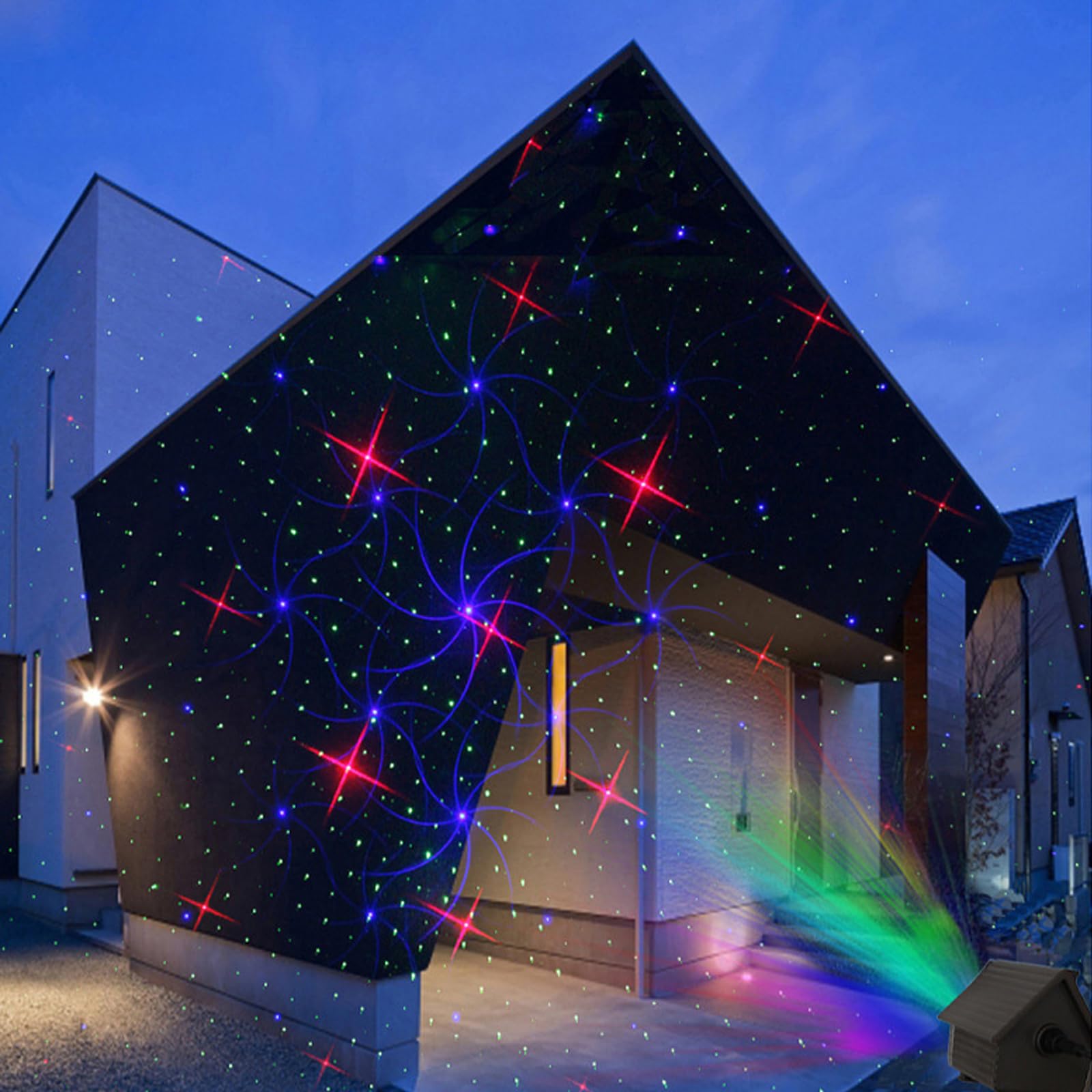 Proiettore Luci da Esterno, Proiettore Stellare da Giardino con Telecomando, Angolo di Proiezione Regolabile, Funzione Timer, Proiettore Esterno Dinamico for Parchi Cortili Hotel Campeggio Party